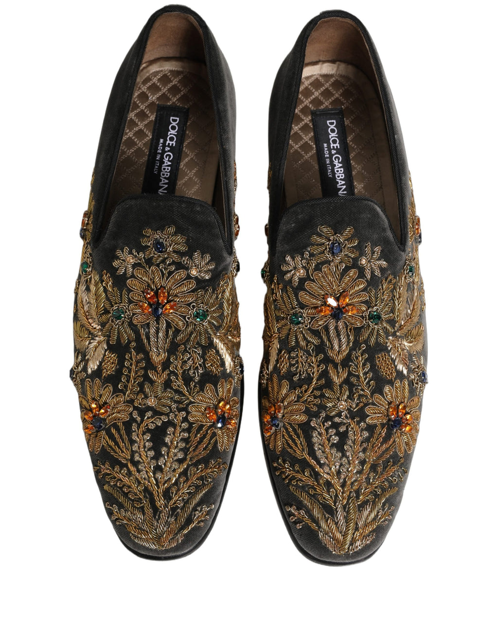 Dolce & Gabbana Schwarze Samt-Loafer mit Verzierungen