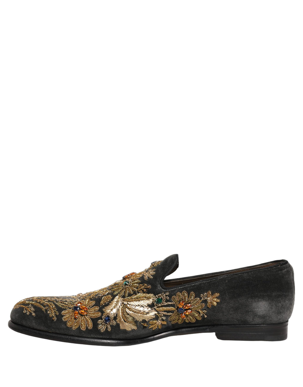 Dolce & Gabbana Schwarze Samt-Loafer mit Verzierungen