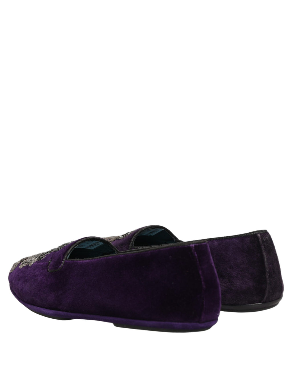 Dolce & Gabbana Lila Samt Loafer mit Kronenstickerei