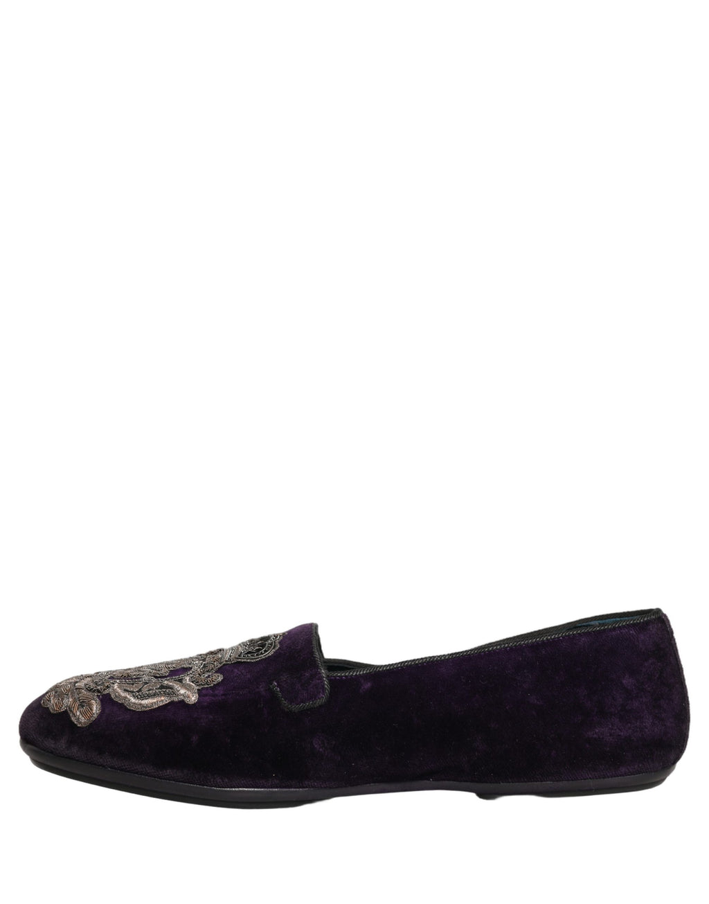 Dolce & Gabbana Lila Samt Loafer mit Kronenstickerei