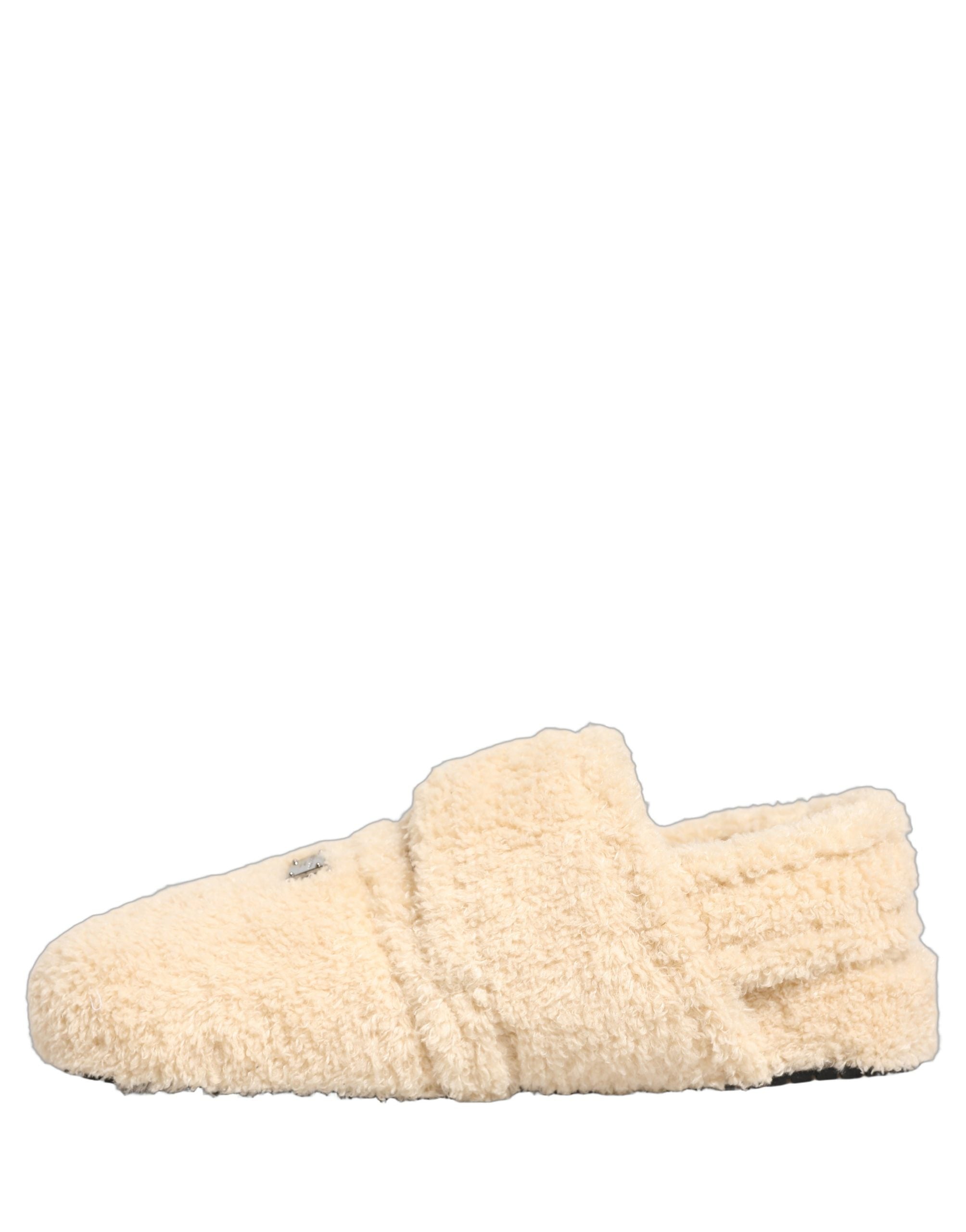Dolce & Gabbana Beige Faux Fur Pantoletten Herren Sandalen Schuhe