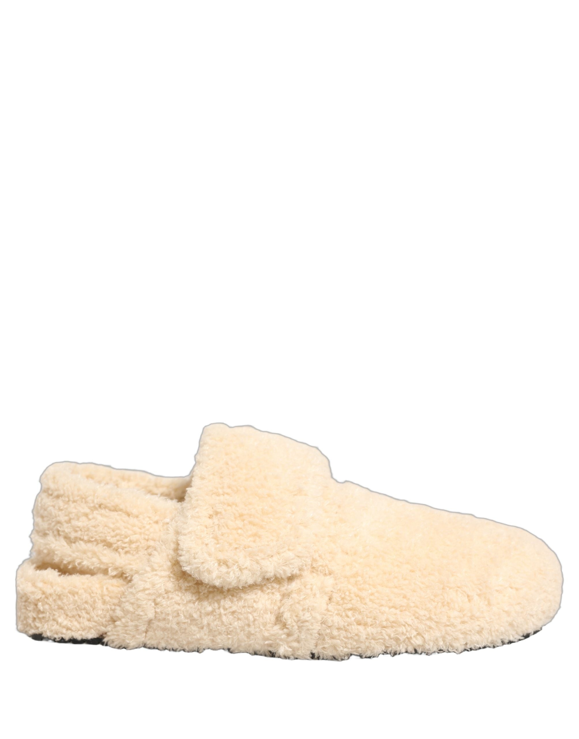 Dolce & Gabbana Beige Faux Fur Pantoletten Herren Sandalen Schuhe