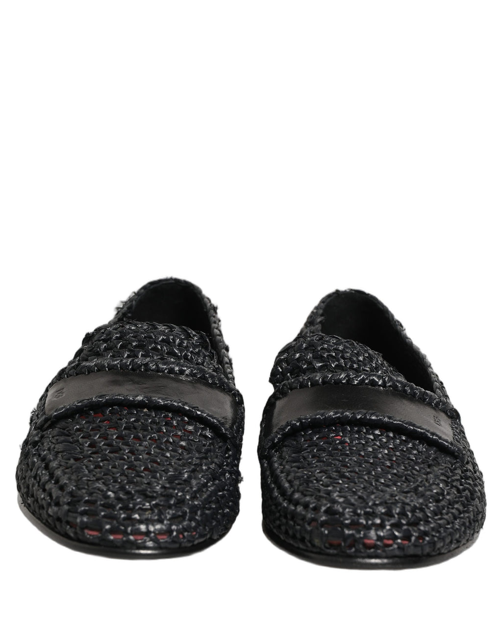 Dolce & Gabbana Schwarze Loafer aus gewebtem Bast zum Hineinschlüpfen