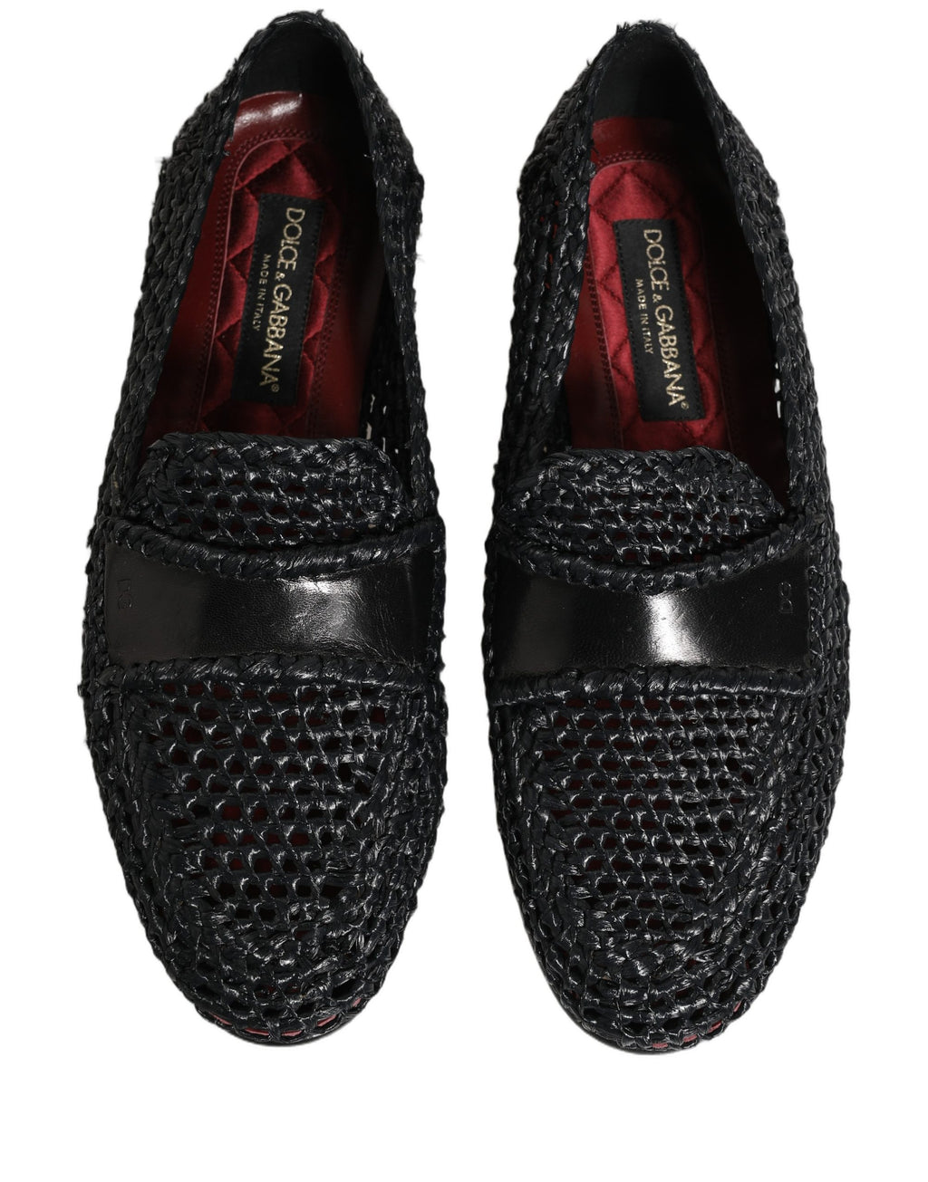 Dolce & Gabbana Schwarze Loafer aus gewebtem Bast zum Hineinschlüpfen