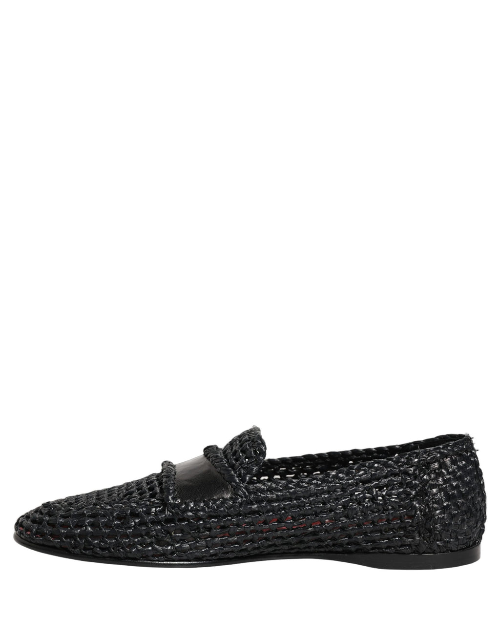 Dolce & Gabbana Schwarze Loafer aus gewebtem Bast zum Hineinschlüpfen