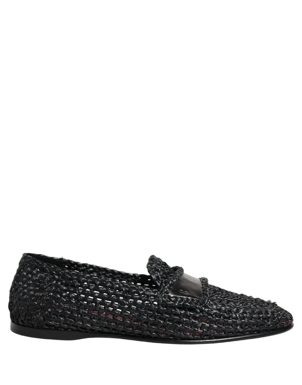 Dolce & Gabbana Schwarze Loafer aus gewebtem Bast zum Hineinschlüpfen