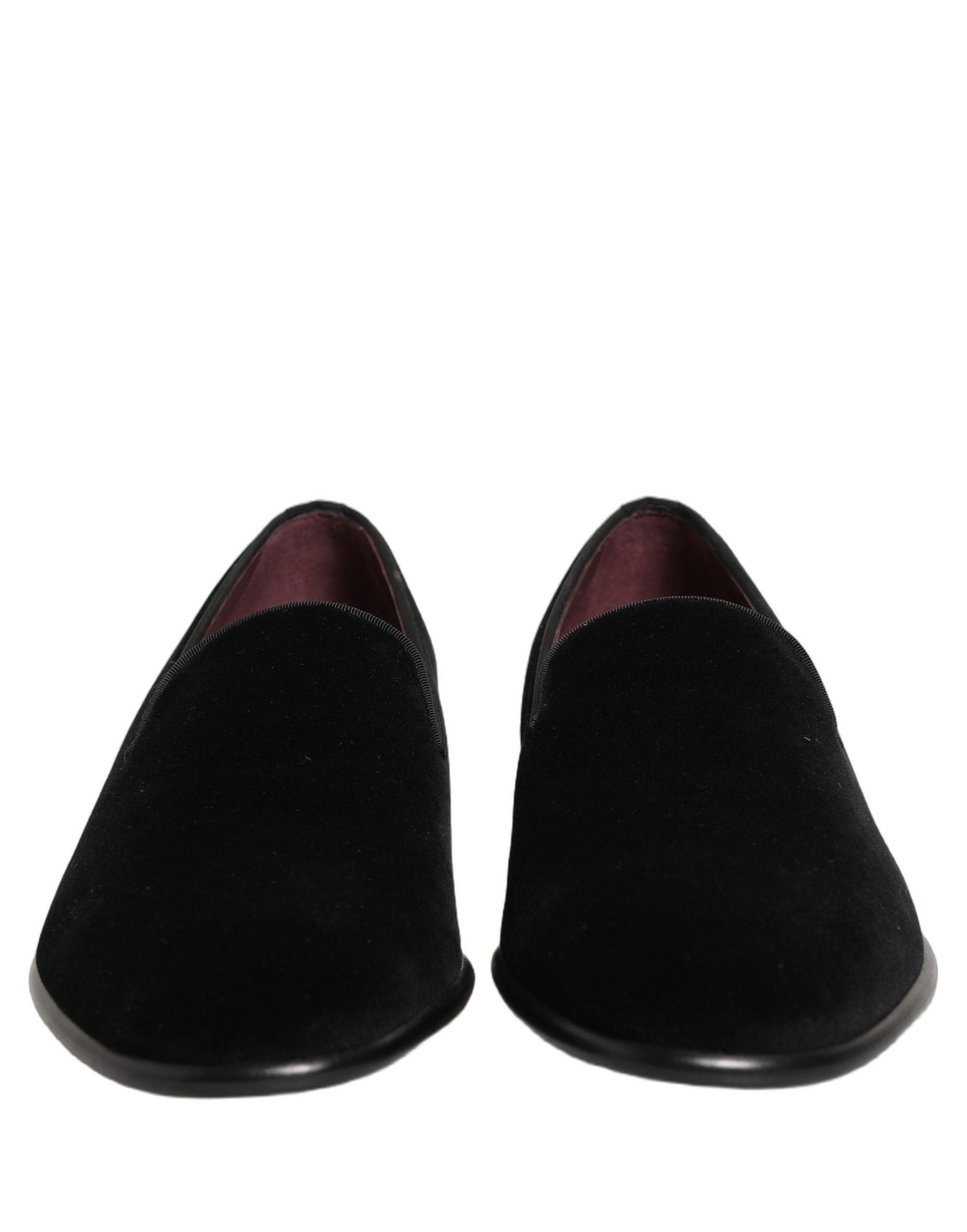 Dolce & Gabbana Schwarzer Samt Loafers Formal Männer Kleid Schuhe