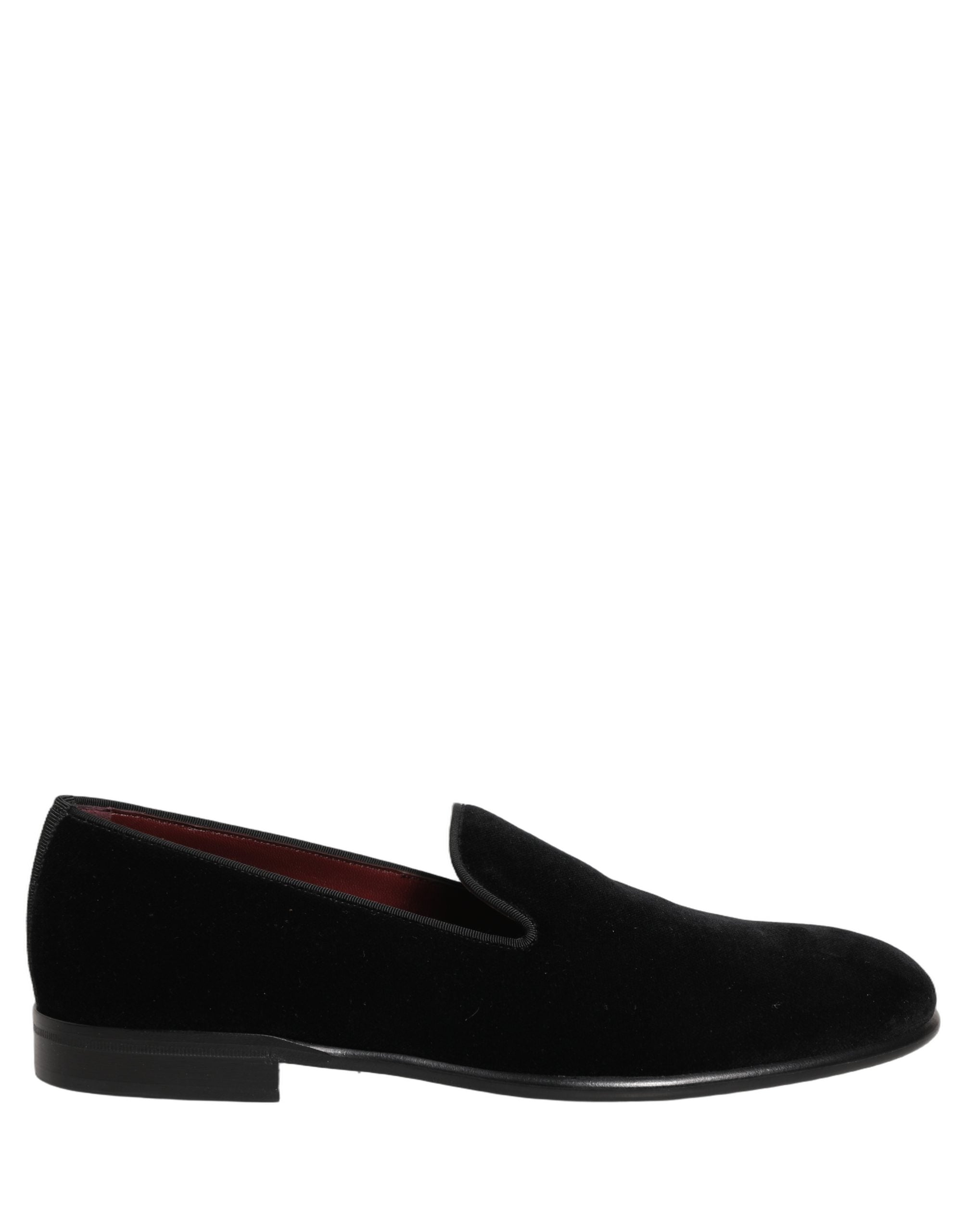 Dolce & Gabbana Schwarzer Samt Loafers Formal Männer Kleid Schuhe
