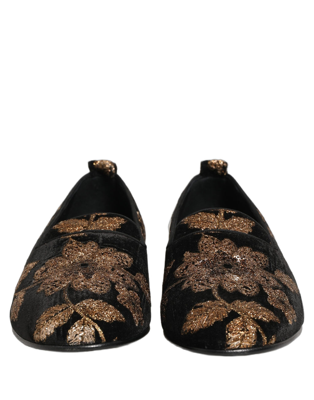 Dolce & Gabbana Schwarze Loafer aus Jacquard mit Blumenmuster