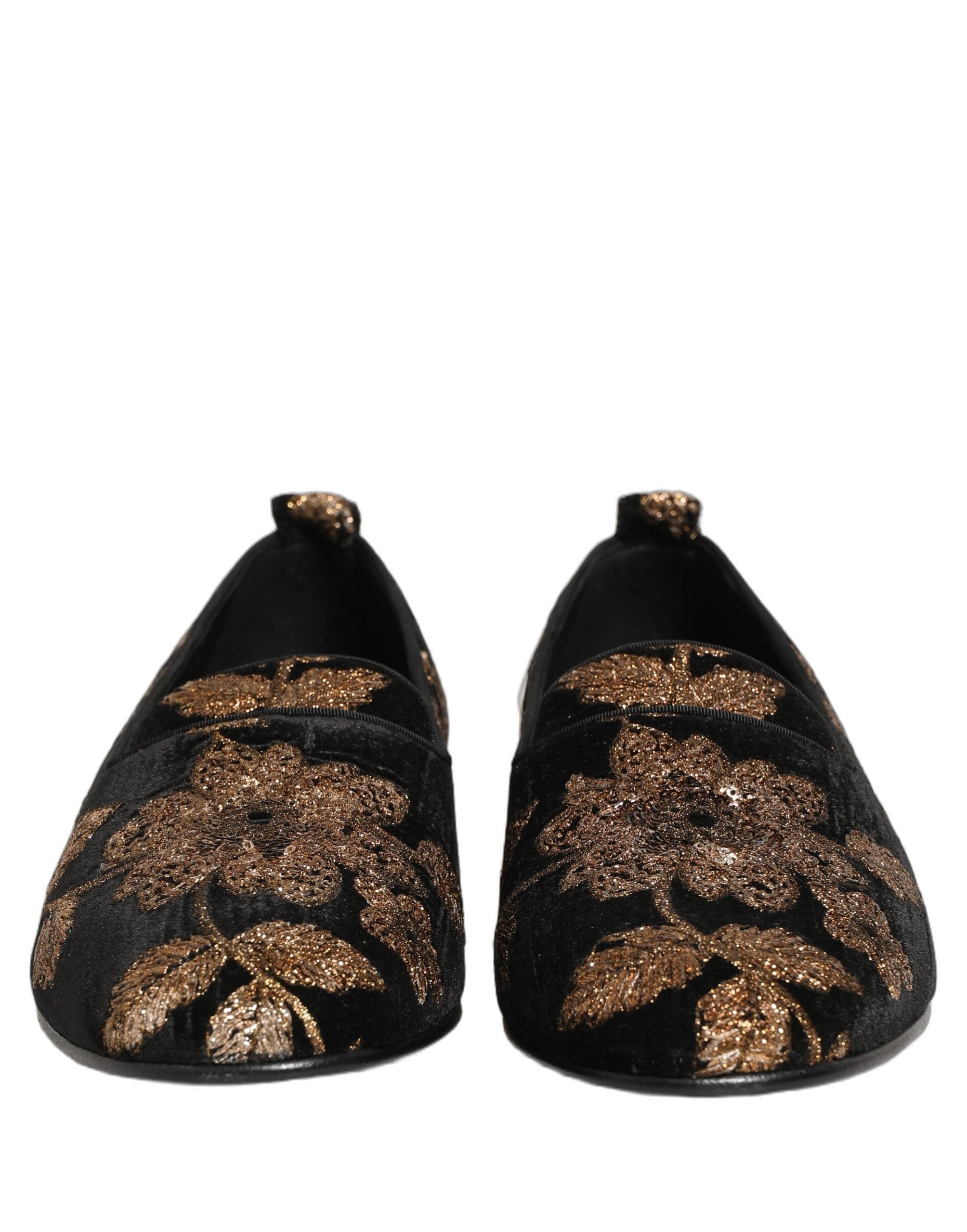Dolce & Gabbana Schwarze Loafer aus Jacquard mit Blumenmuster