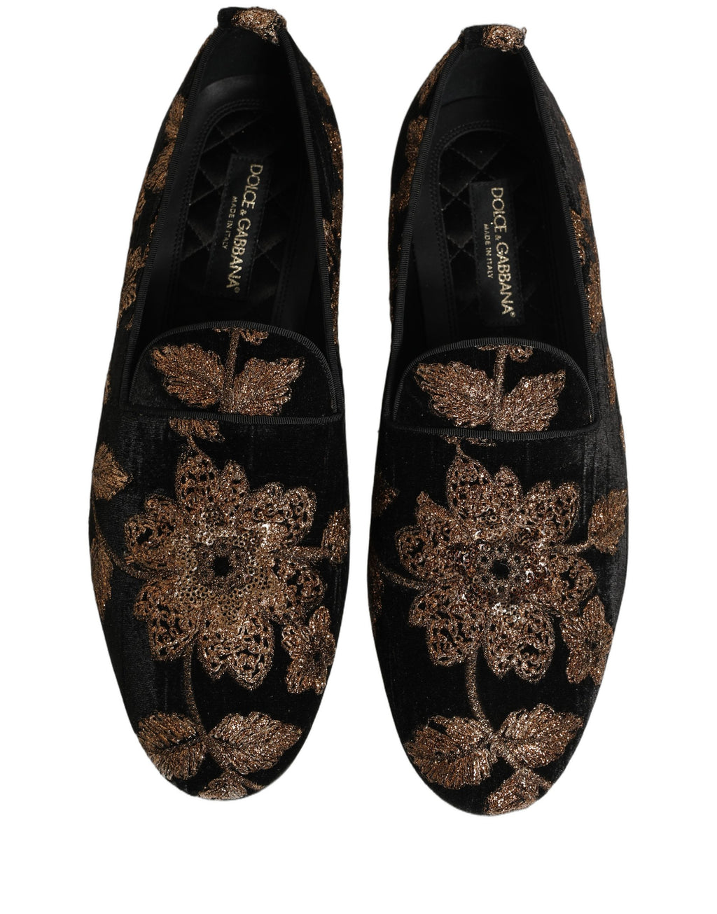 Dolce & Gabbana Schwarze Loafer aus Jacquard mit Blumenmuster