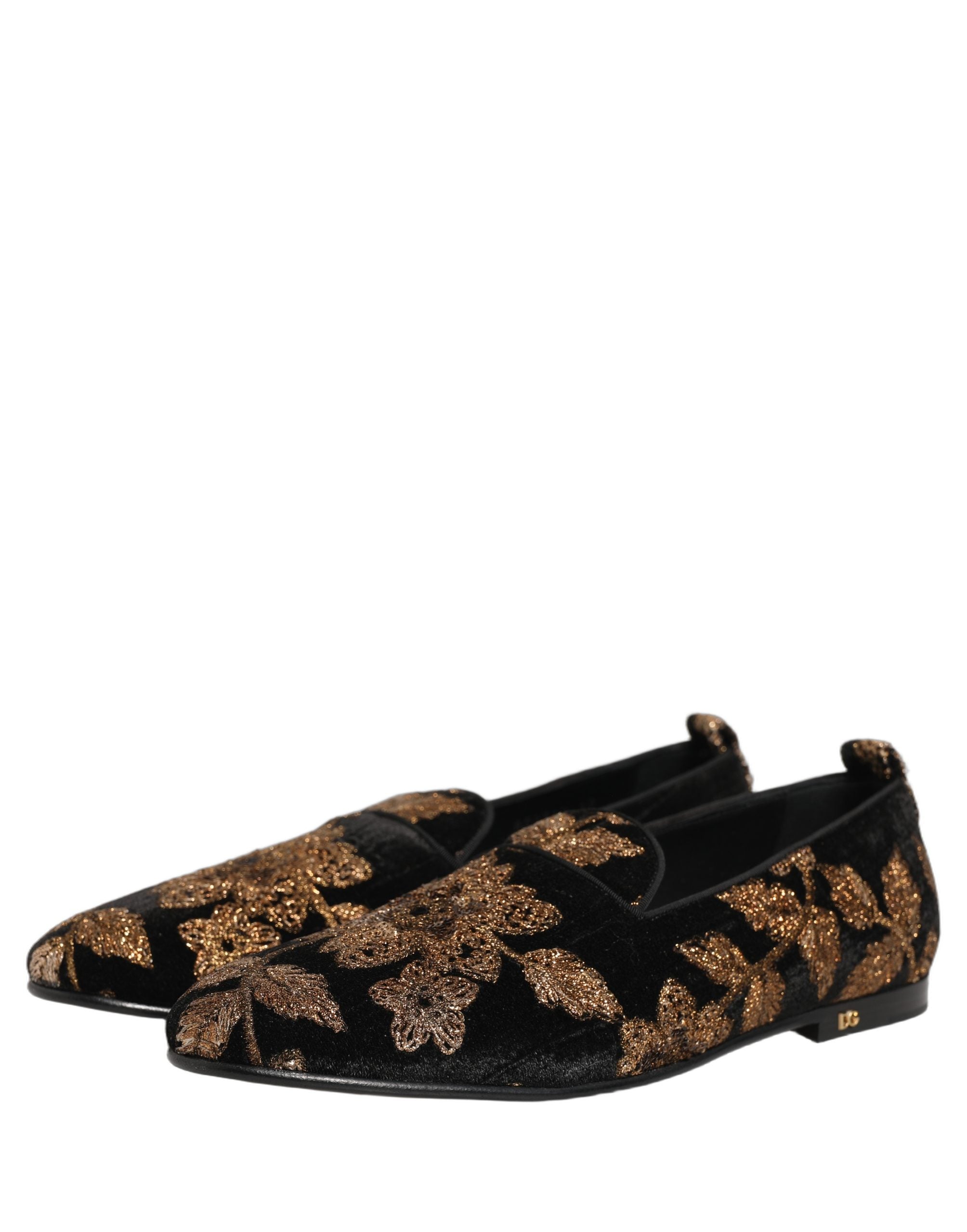 Dolce & Gabbana Schwarze Loafer aus Jacquard mit Blumenmuster