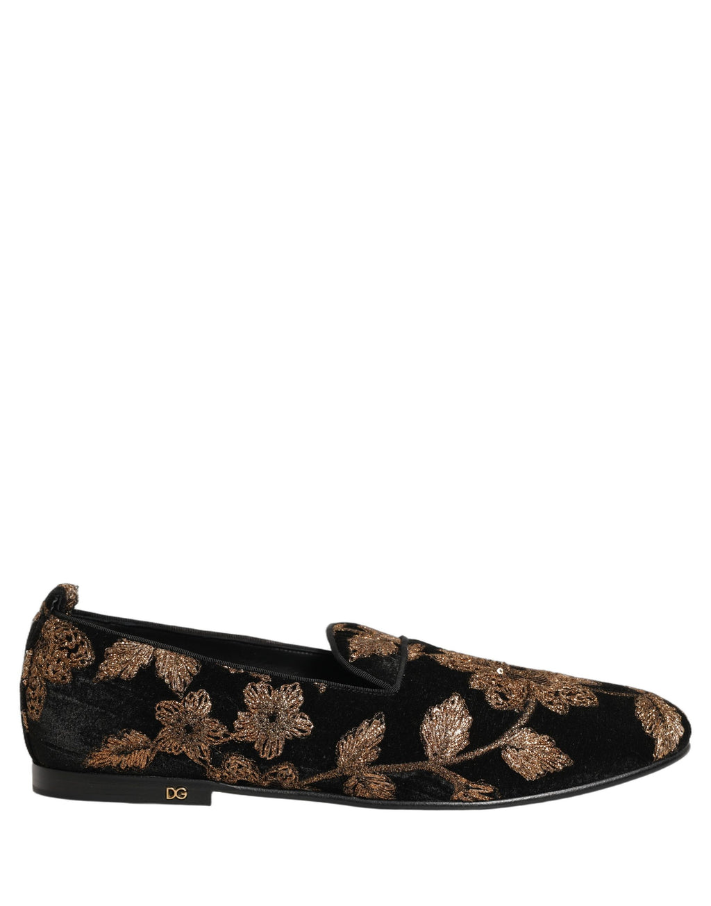 Dolce & Gabbana Schwarze Loafer aus Jacquard mit Blumenmuster