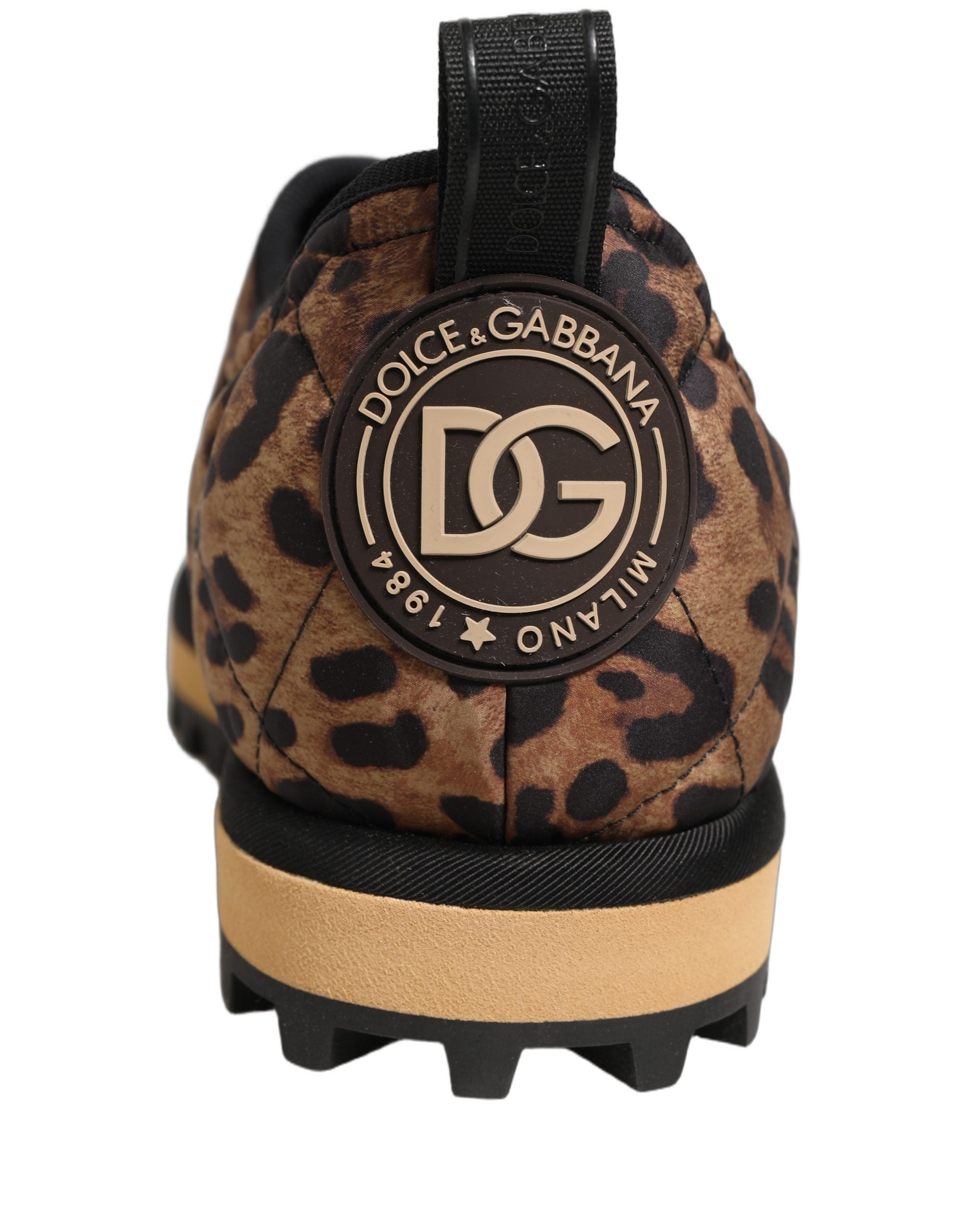 Dolce & Gabbana Braune Herren-Sneaker mit Leo-Print und Steppung