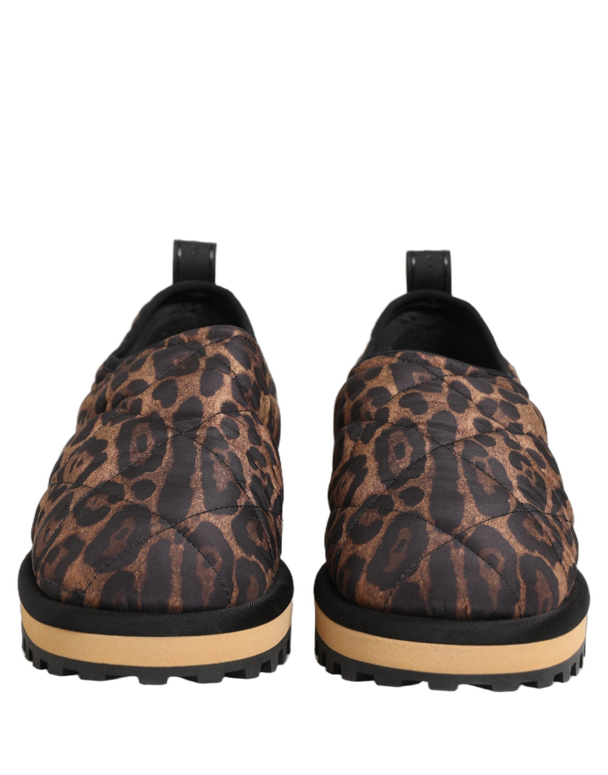 Dolce & Gabbana Braune Herren-Sneaker mit Leo-Print und Steppung