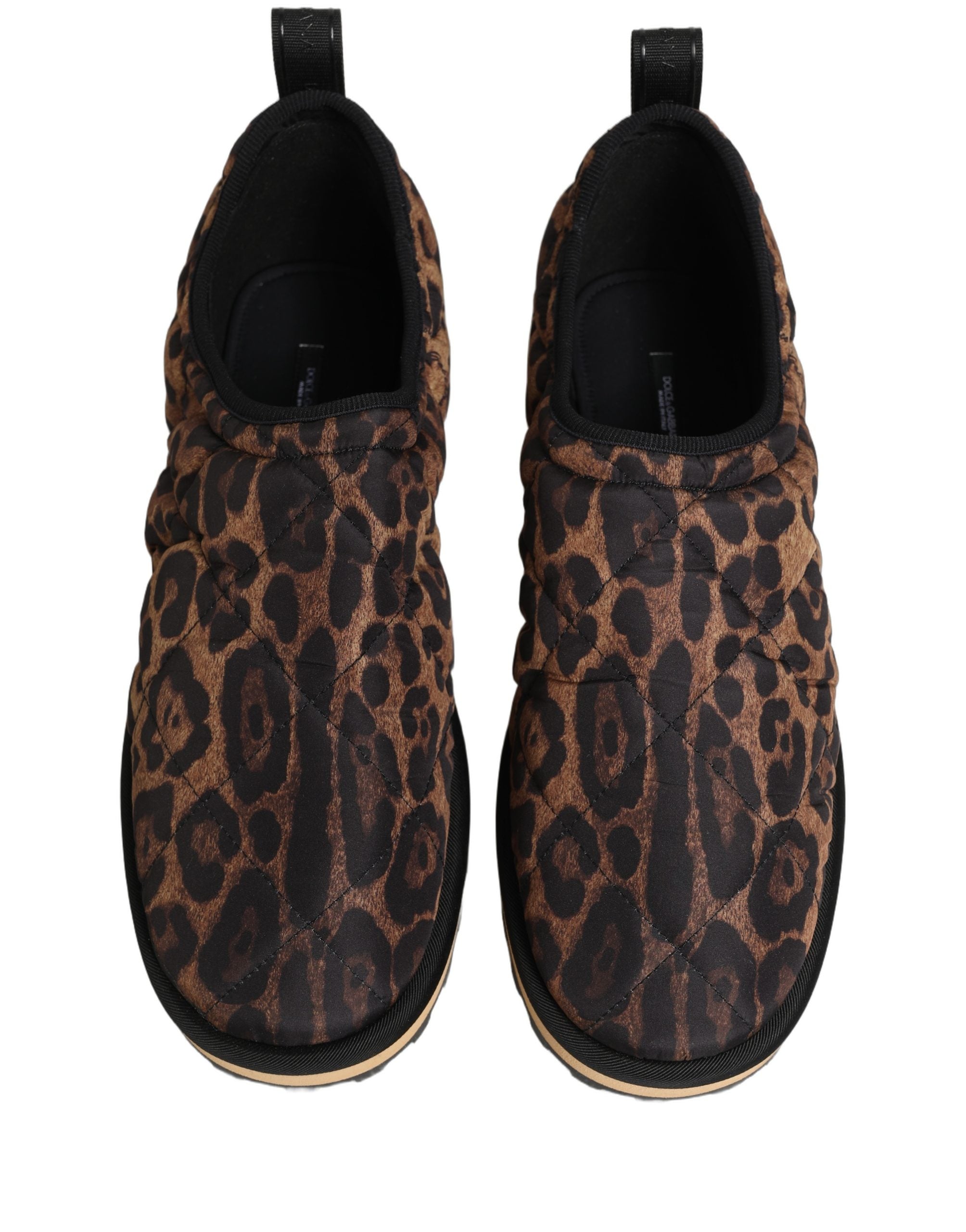 Dolce & Gabbana Braune Herren-Sneaker mit Leo-Print und Steppung