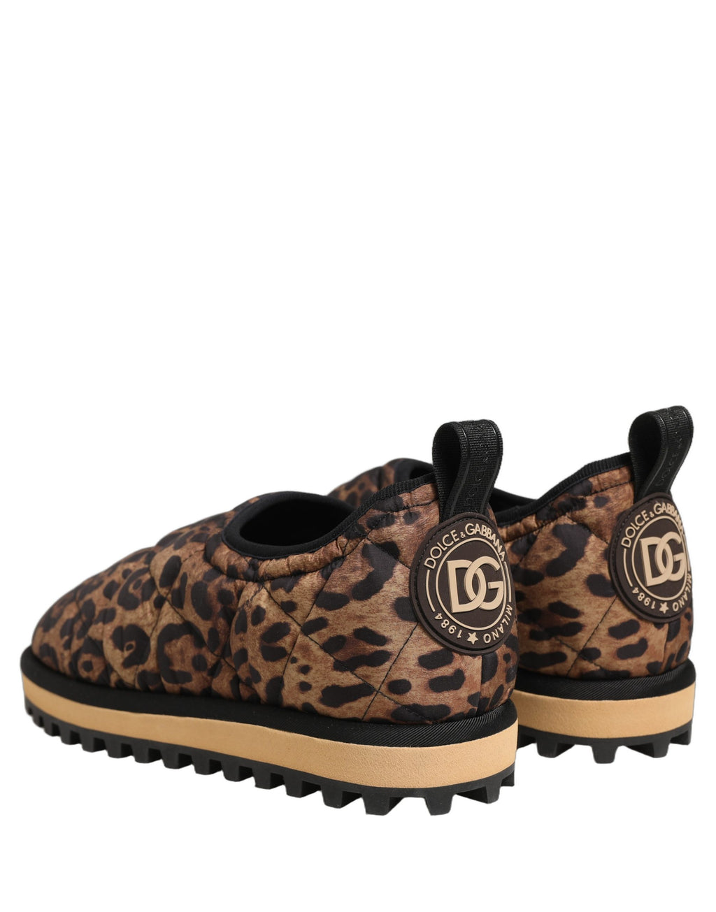 Dolce & Gabbana Braune Herren-Sneaker mit Leo-Print und Steppung