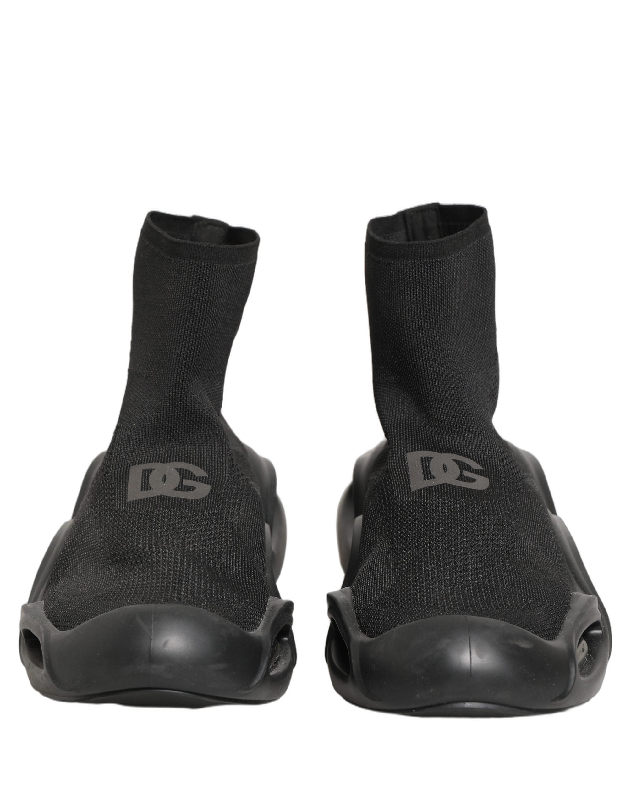 Dolce & Gabbana Schwarze Slipper-Sneaker mit Wellenmuster für Herren