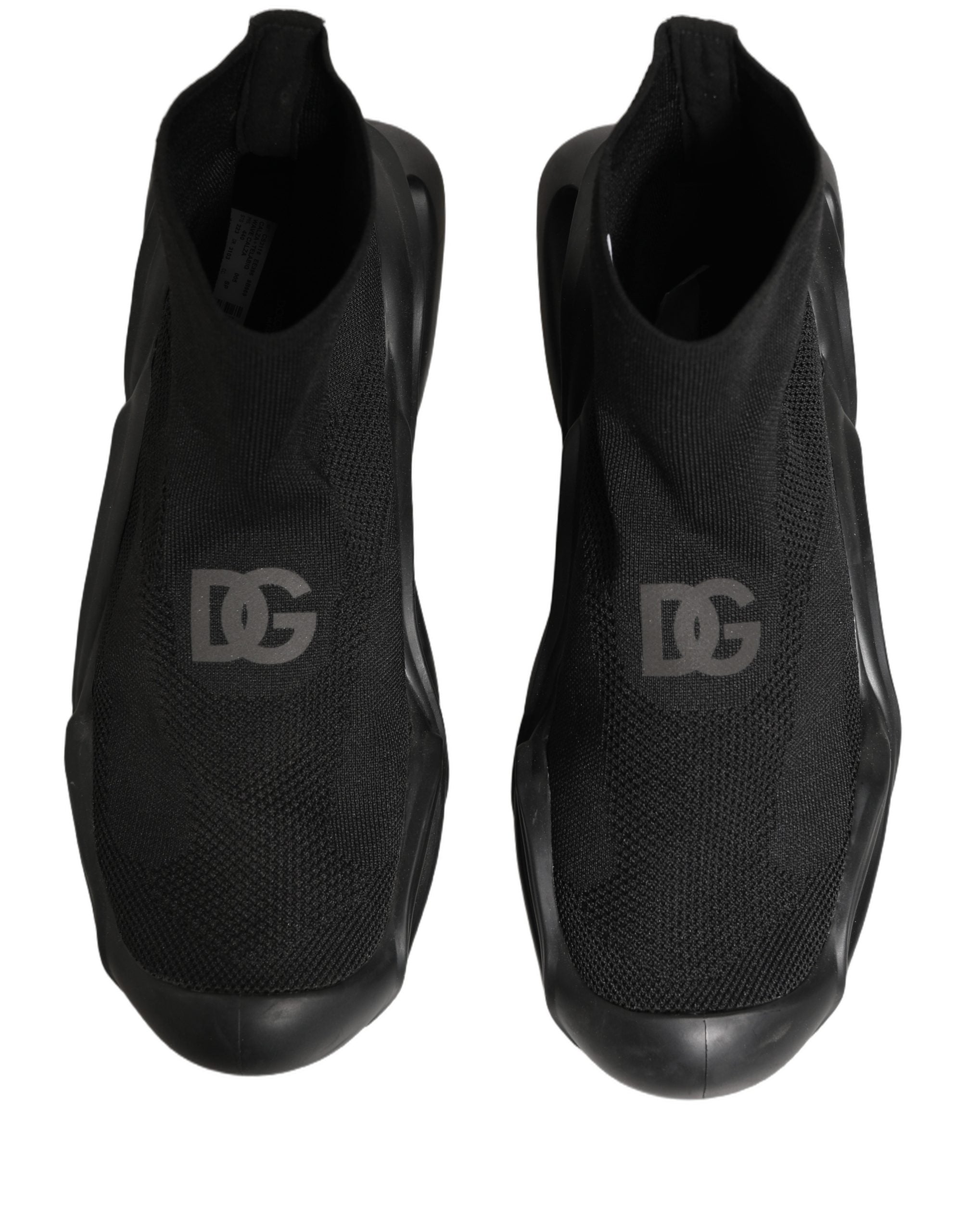 Dolce & Gabbana Schwarze Slipper-Sneaker mit Wellenmuster für Herren