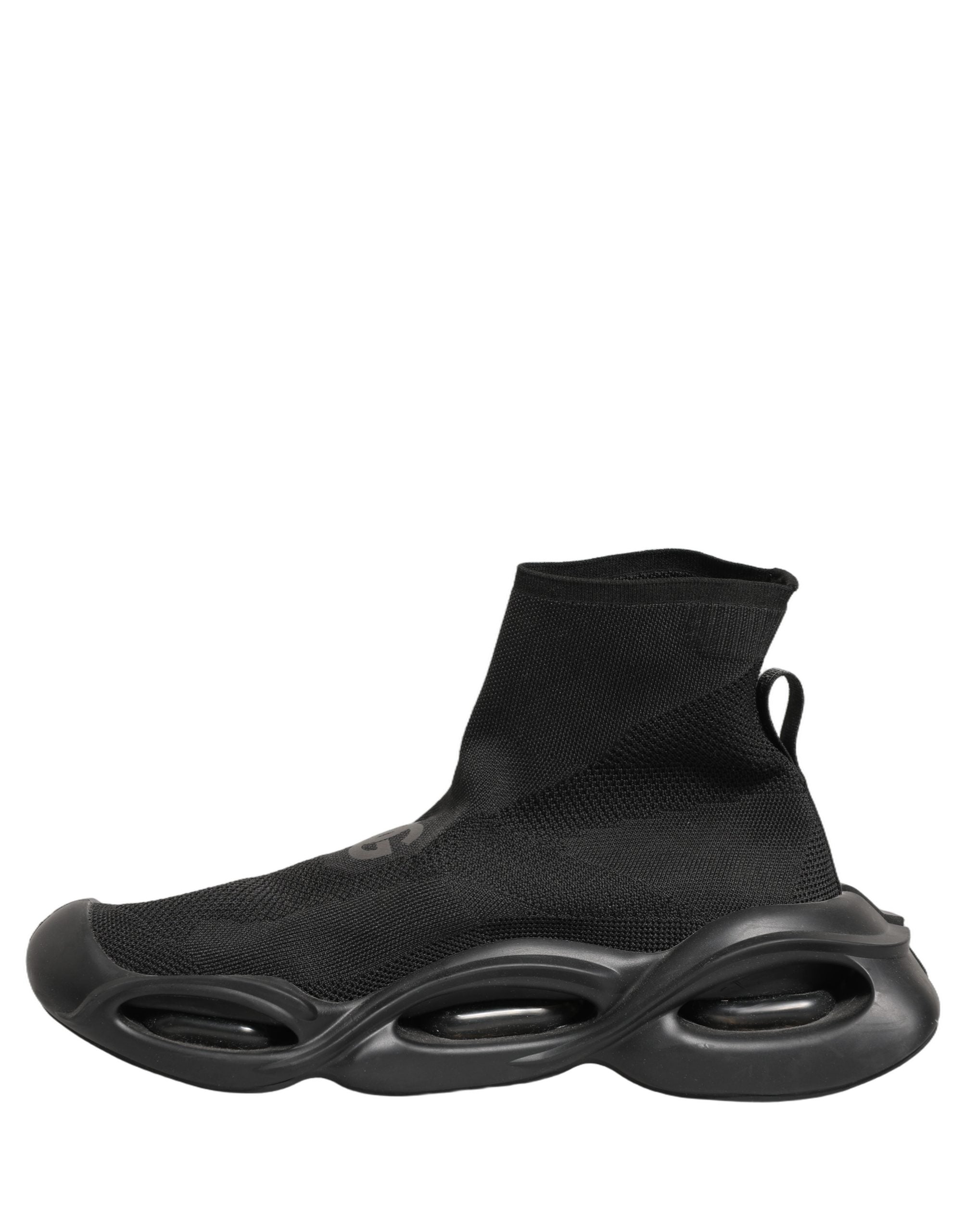 Dolce & Gabbana Schwarze Slipper-Sneaker mit Wellenmuster für Herren
