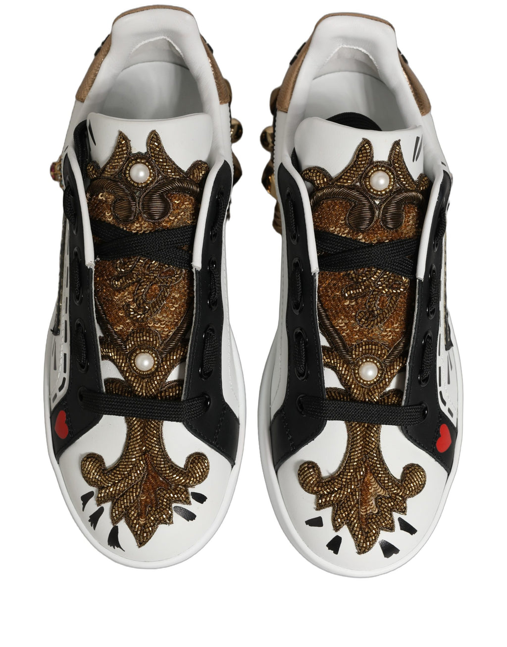 Dolce & Gabbana Weiße Portofino Sneaker mit Nieten aus Weißgold