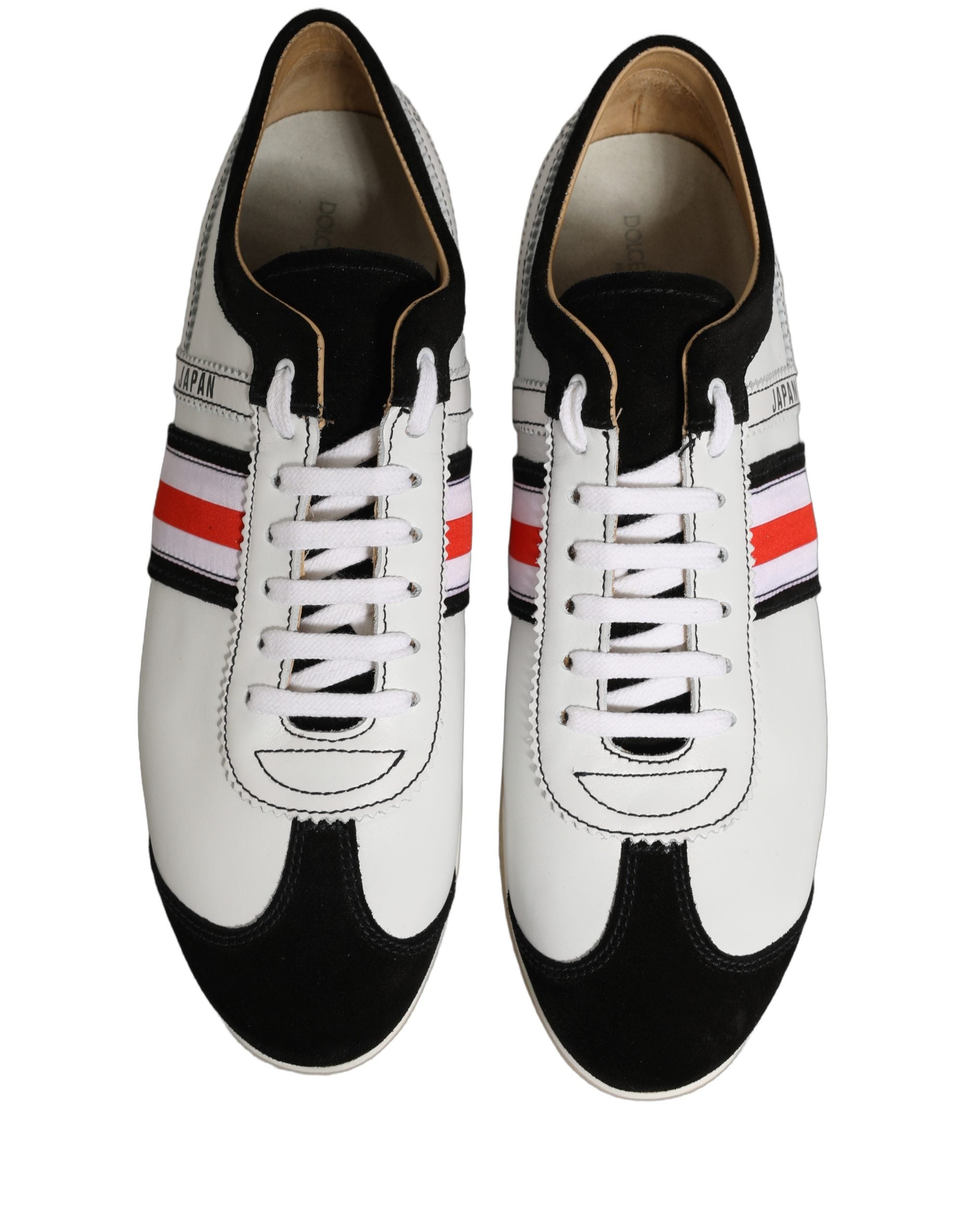 Dolce & Gabbana Schwarze Weiße Leder Wildleder Low-Top Sneaker Schuhe