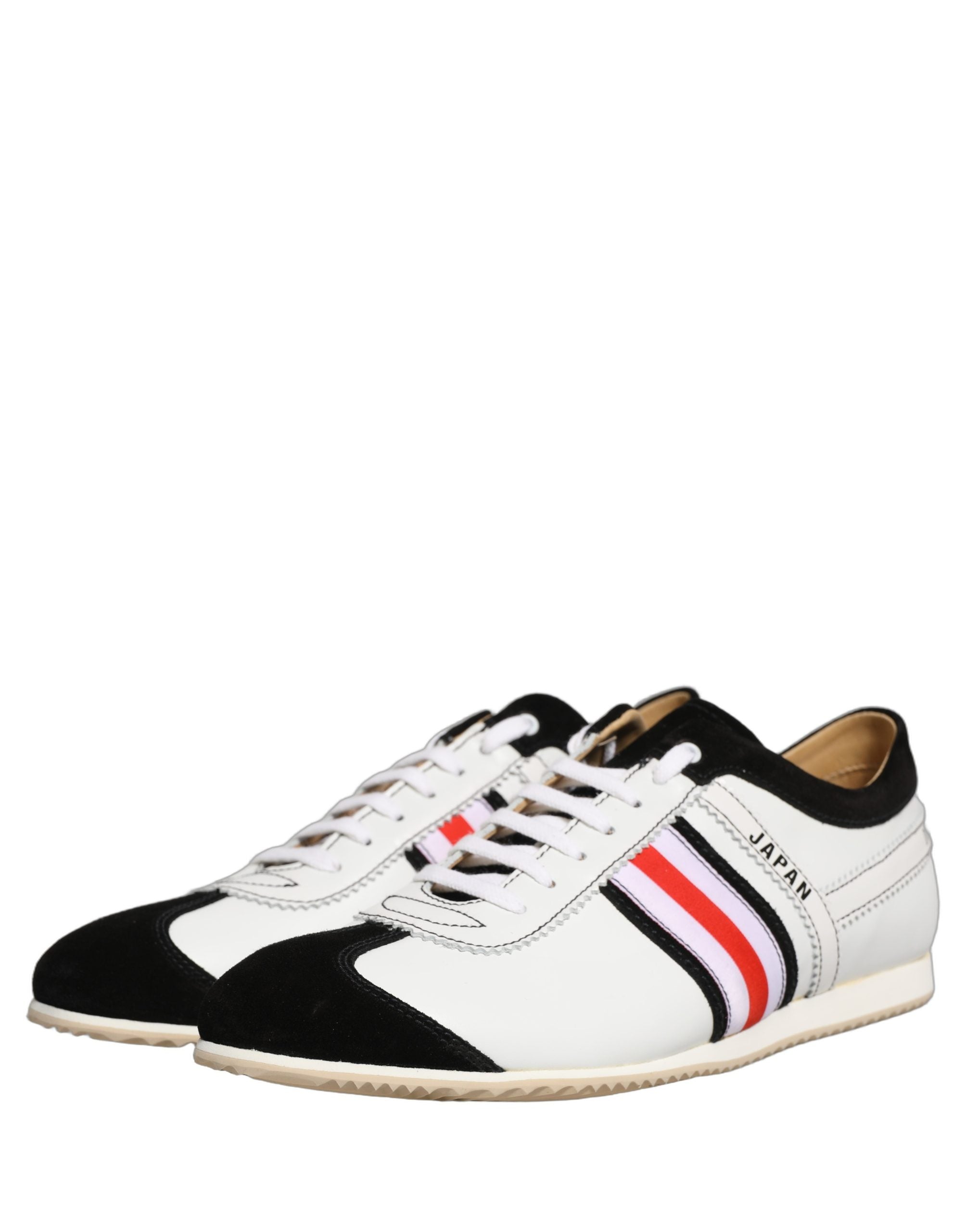 Dolce & Gabbana Schwarze Weiße Leder Wildleder Low-Top Sneaker Schuhe