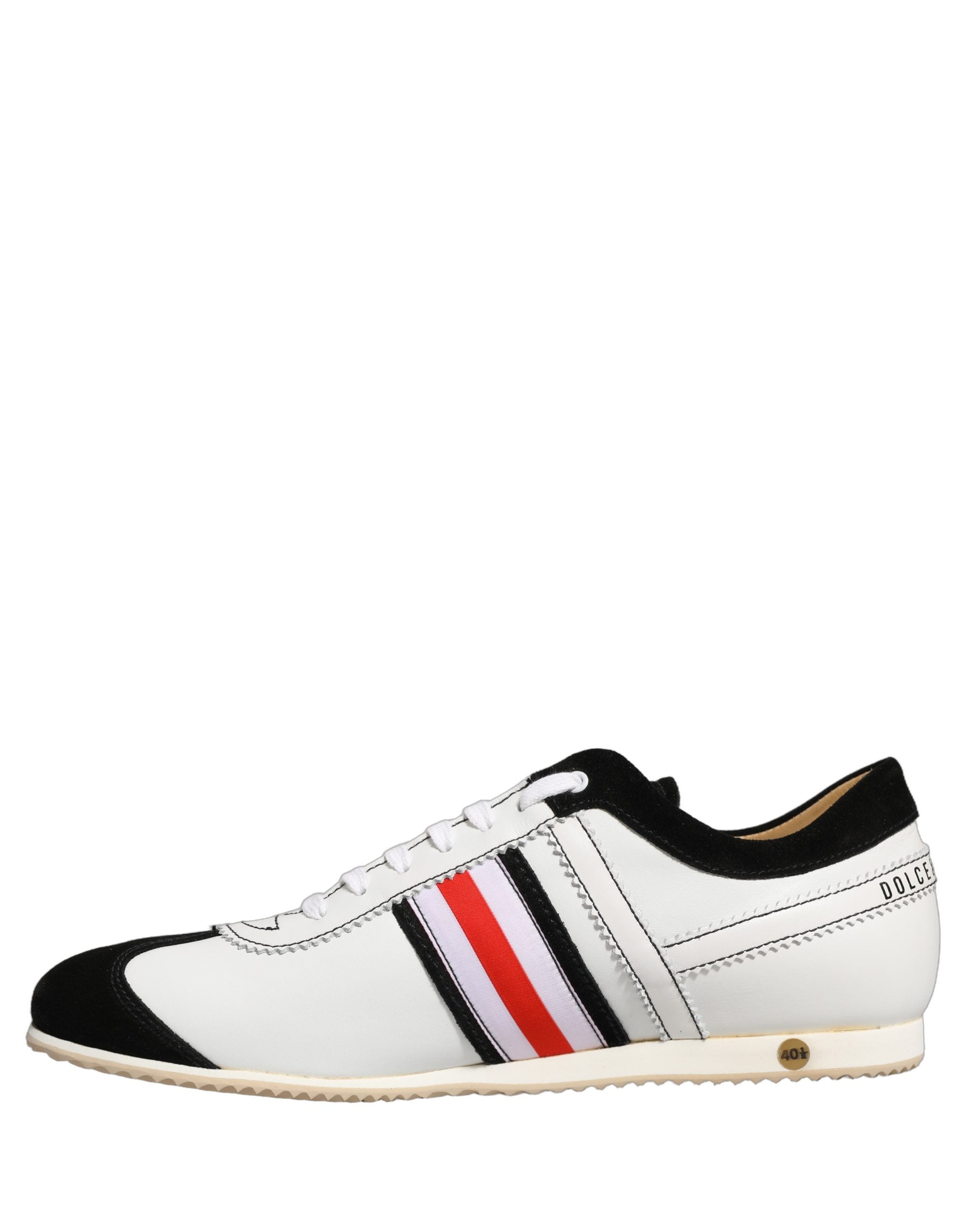 Dolce & Gabbana Schwarze Weiße Leder Wildleder Low-Top Sneaker Schuhe