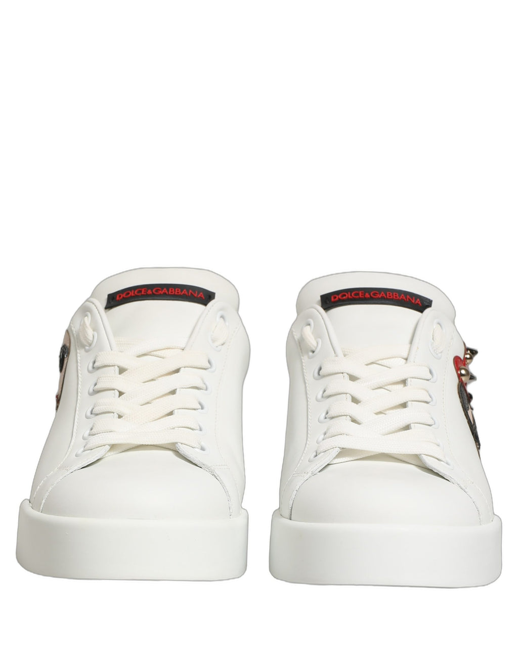 Dolce & Gabbana Weiß Patch Kalbsleder Nappa Portofino Turnschuhe Schuhe