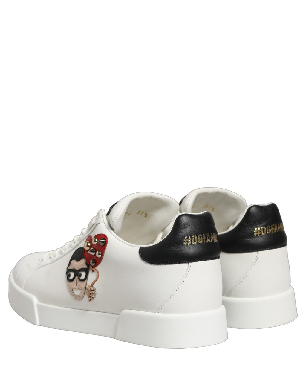 Dolce & Gabbana Weiß Patch Kalbsleder Nappa Portofino Turnschuhe Schuhe
