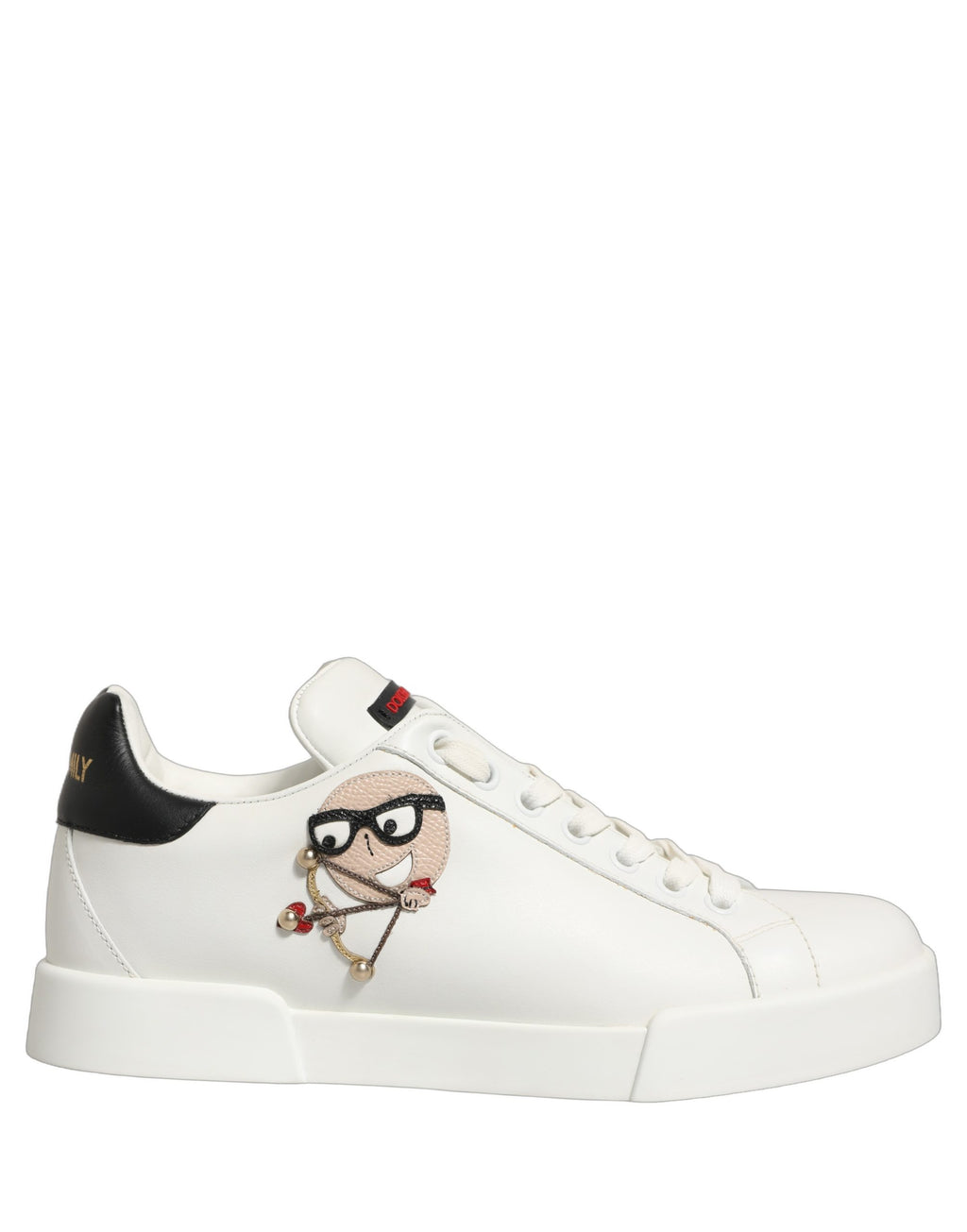Dolce & Gabbana Weiß Patch Kalbsleder Nappa Portofino Turnschuhe Schuhe
