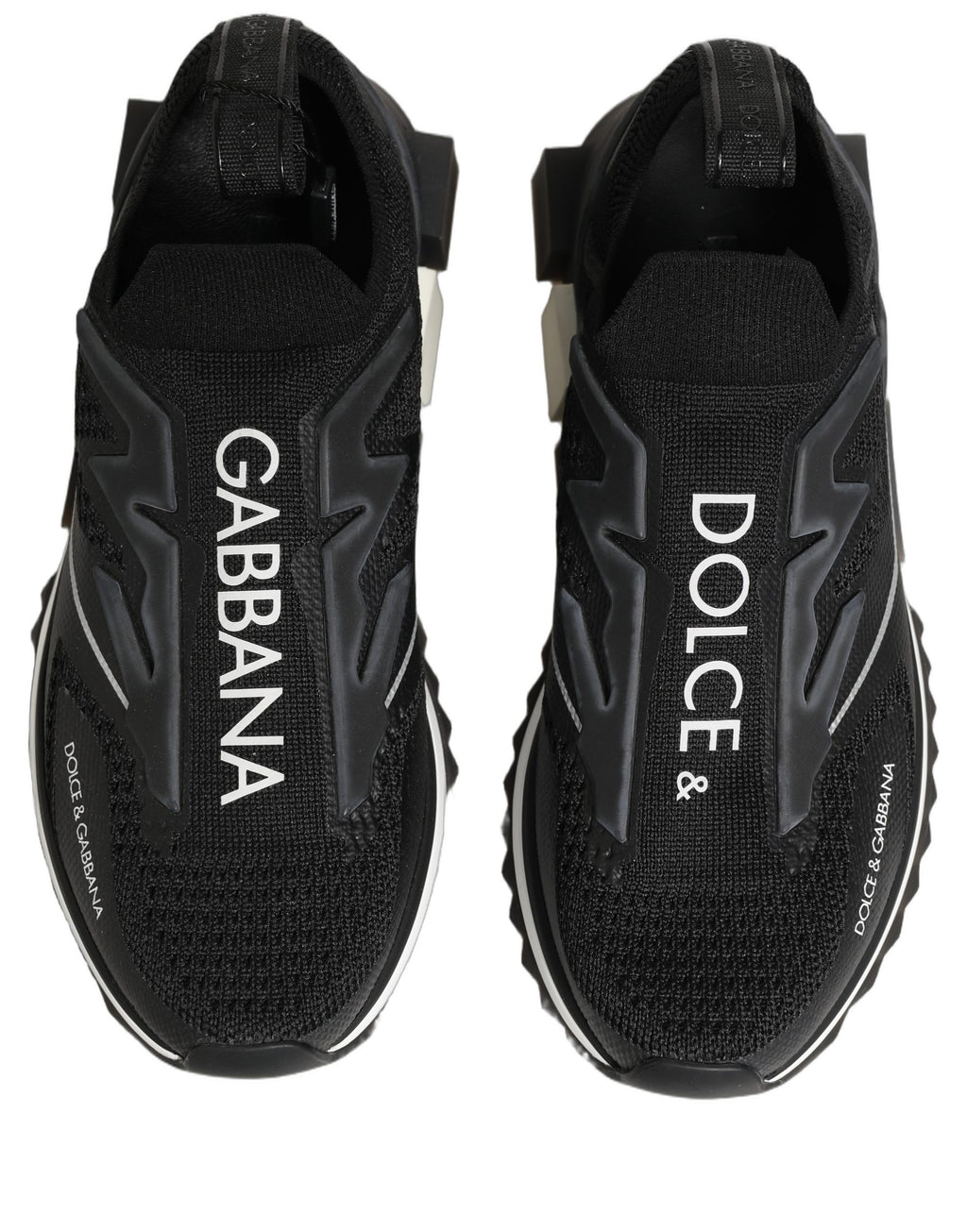 Dolce & Gabbana Schwarze und Weiße Sorrento Slip-On Logo Sneaker Schuhe