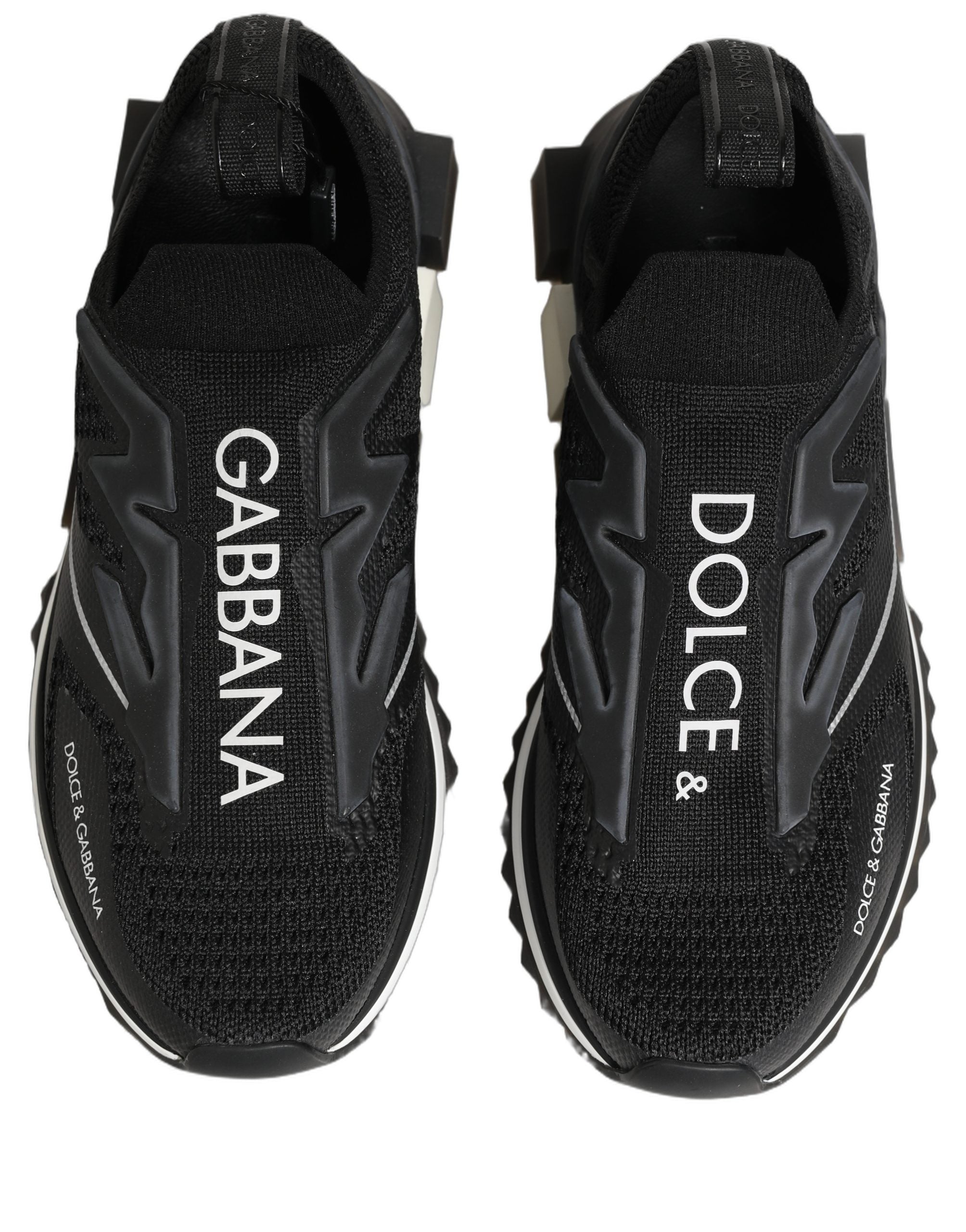 Dolce & Gabbana Schwarze und Weiße Sorrento Slip-On Logo Sneaker Schuhe