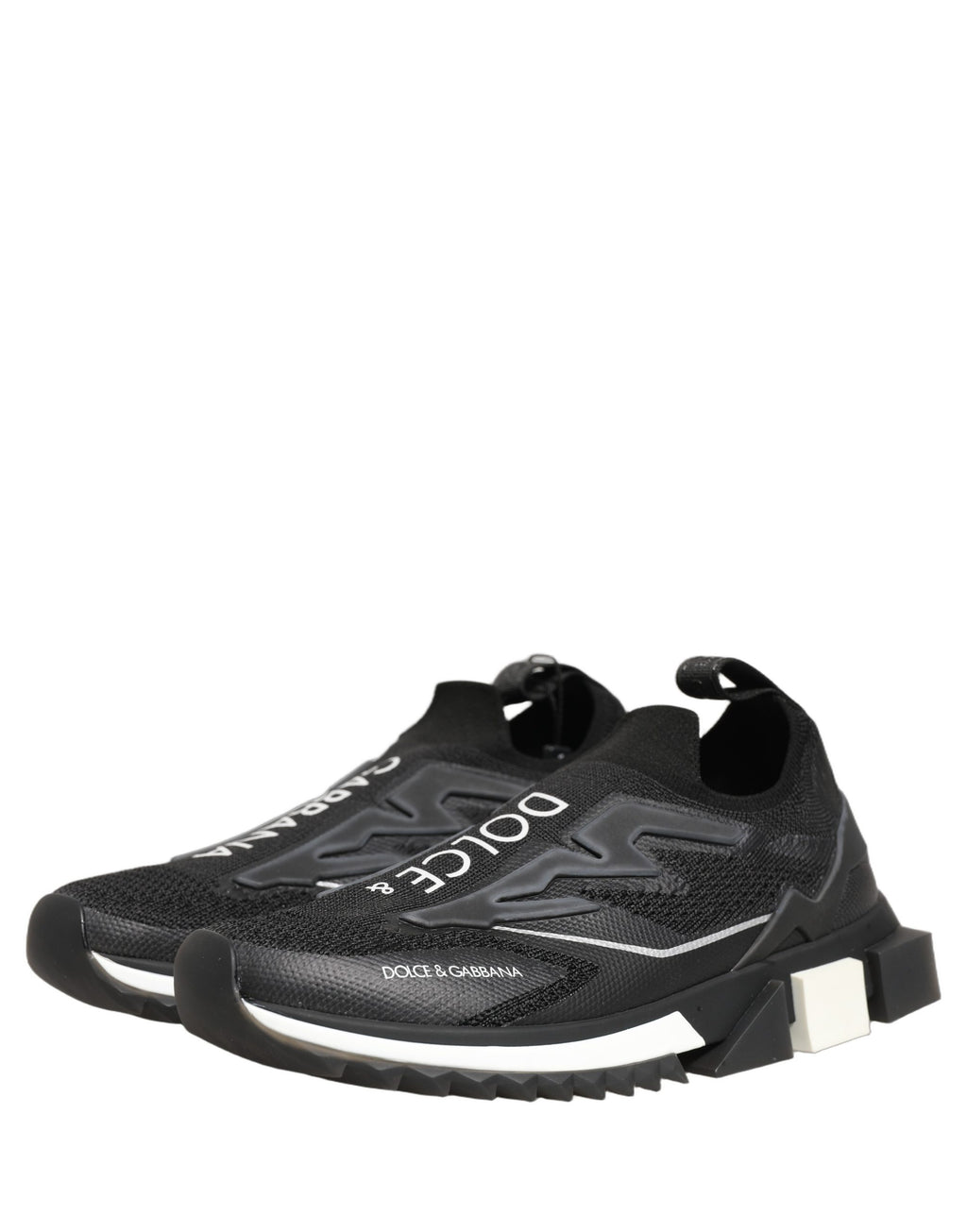 Dolce & Gabbana Schwarze und Weiße Sorrento Slip-On Logo Sneaker Schuhe
