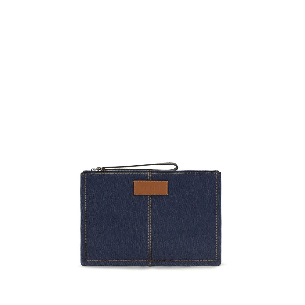 Fendi Blaue Geldbörse aus Baumwolle