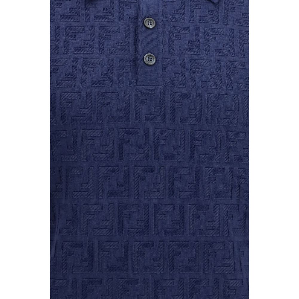 Fendi Blaues Baumwoll-Polohemd