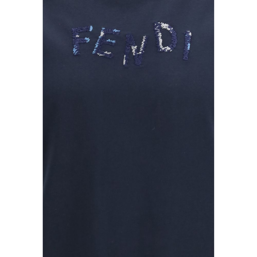 Fendi Blaues Baumwoll-T-Shirt