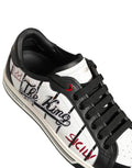 Dolce & Gabbana Weiße und schwarze DG Logo King Patch Low-Top Sneaker
