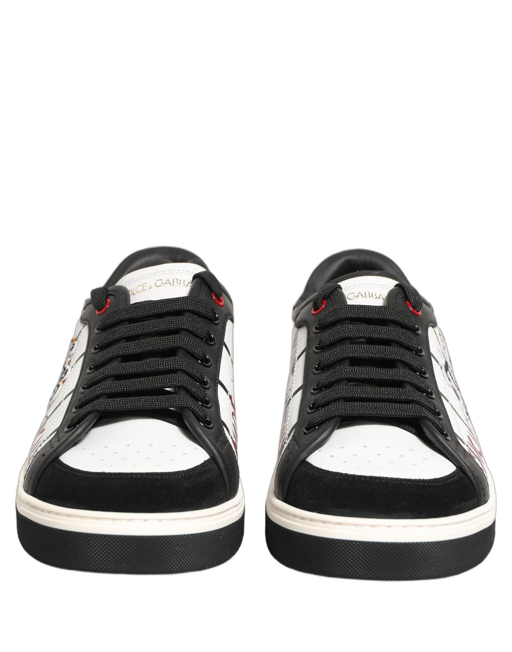 Dolce & Gabbana Weiße und schwarze DG Logo King Patch Low-Top Sneaker