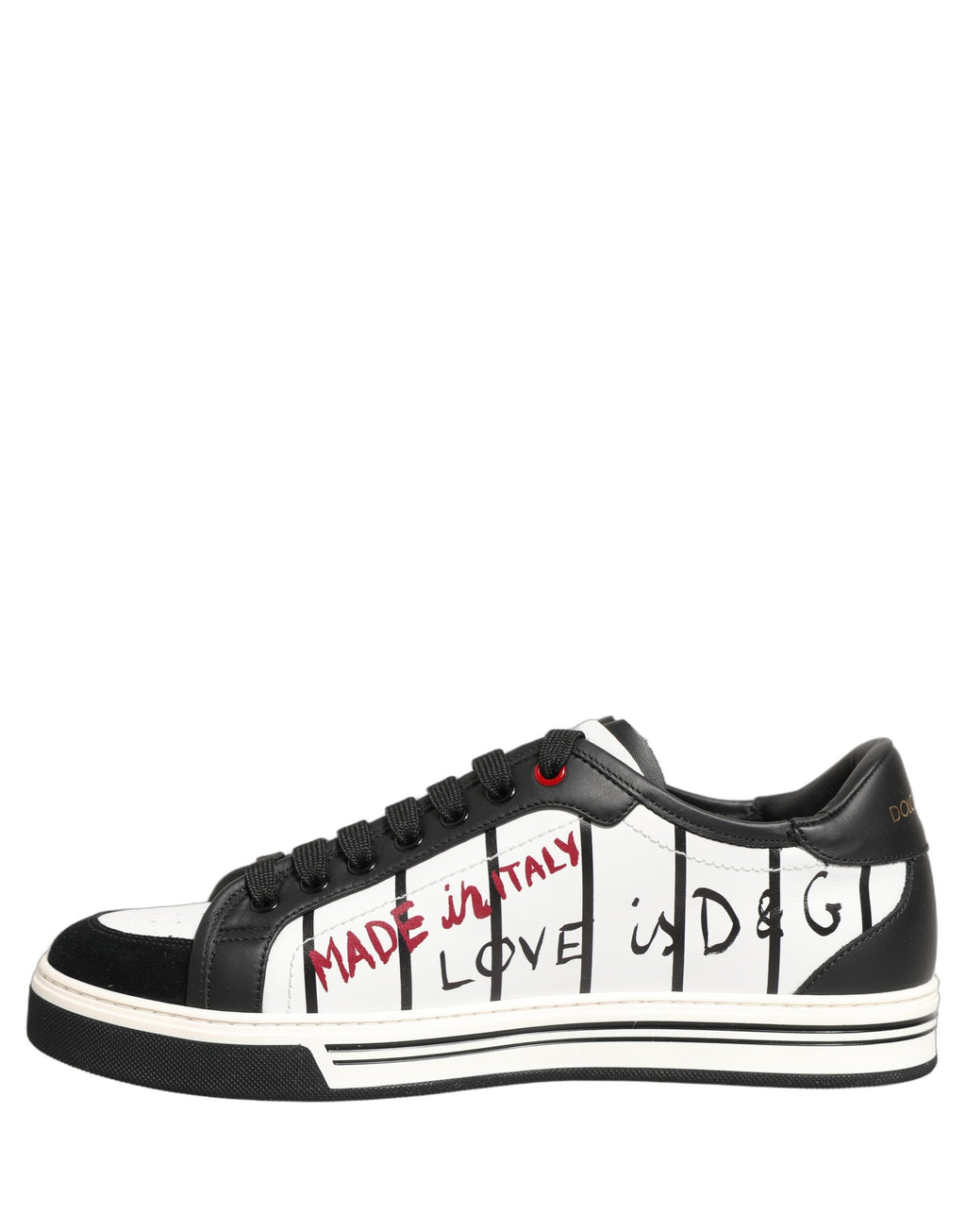 Dolce & Gabbana Weiße und schwarze DG Logo King Patch Low-Top Sneaker