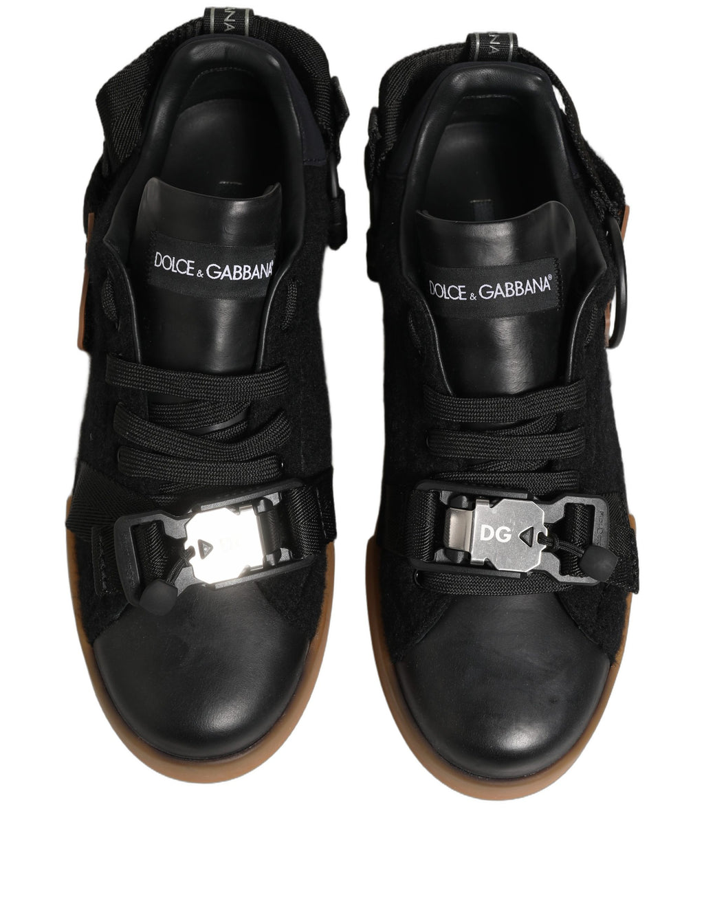 Dolce & Gabbana Schwarze Leder Low-Top-Sneaker für Herren