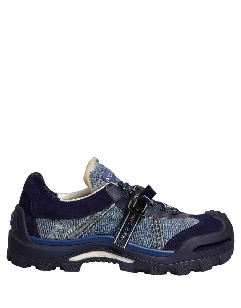 Dolce & Gabbana Blaue Airmaster Low-Top-Sneaker aus Denim mit Einsätzen