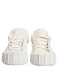 Dolce & Gabbana Weiße Leder Low Top Lace Up Sneakers Schuhe