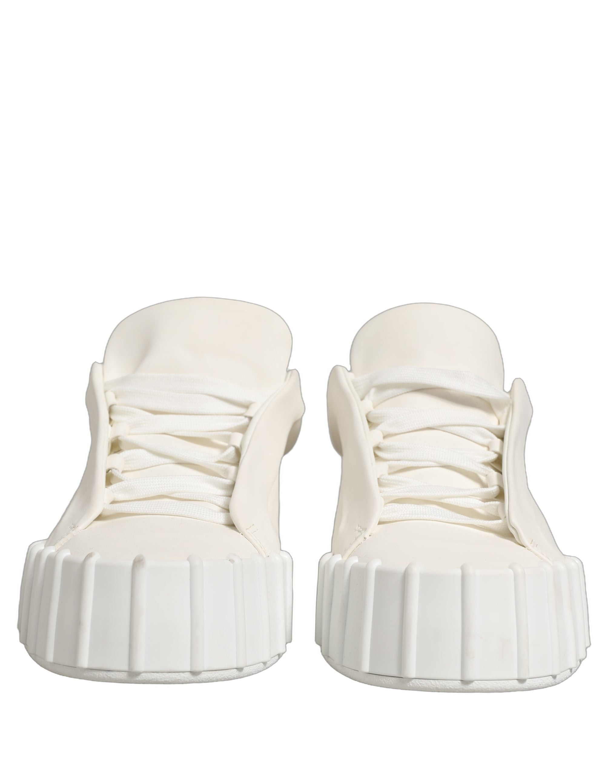 Dolce & Gabbana Weiße Leder Low Top Lace Up Sneakers Schuhe