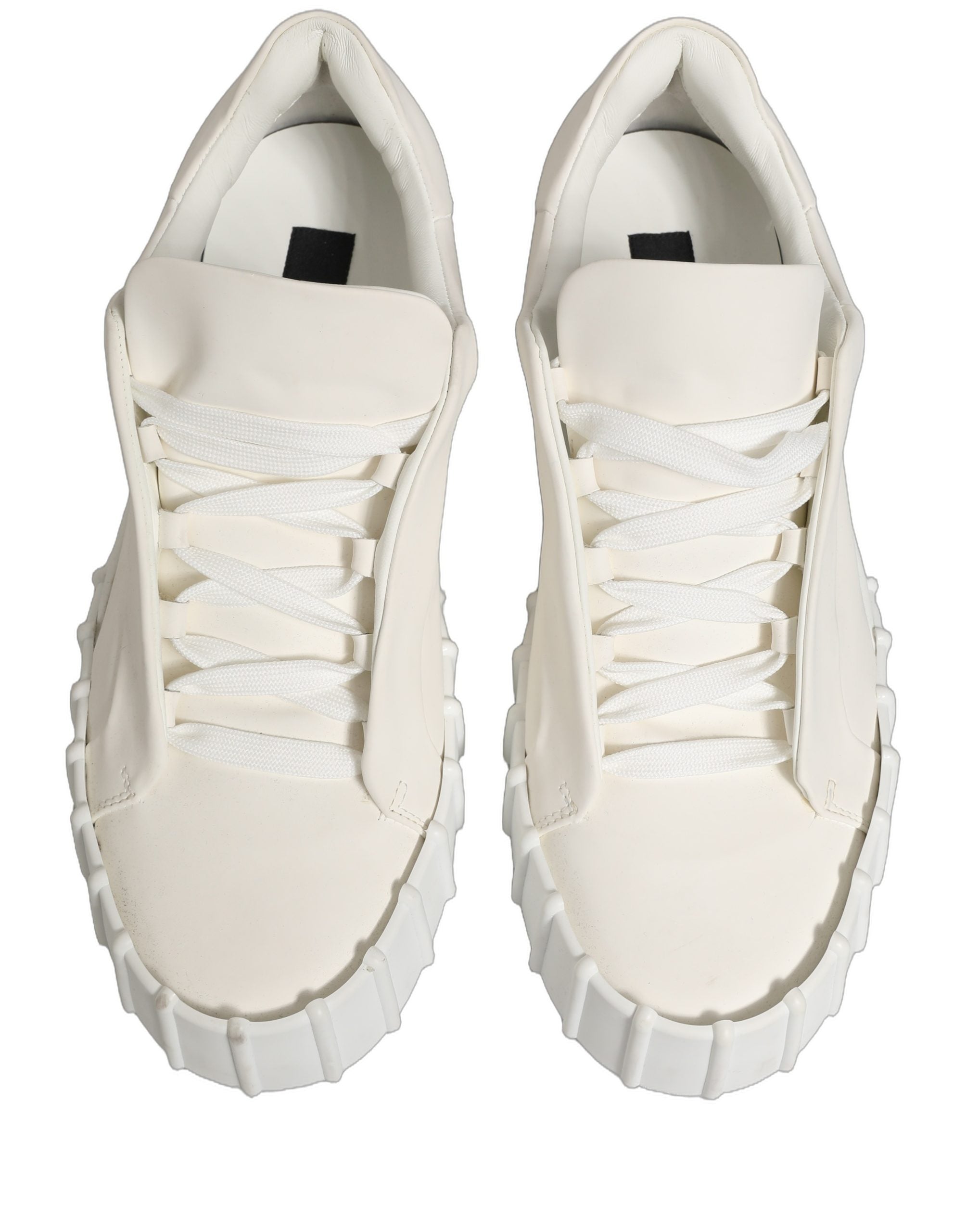 Dolce & Gabbana Weiße Leder Low Top Lace Up Sneakers Schuhe