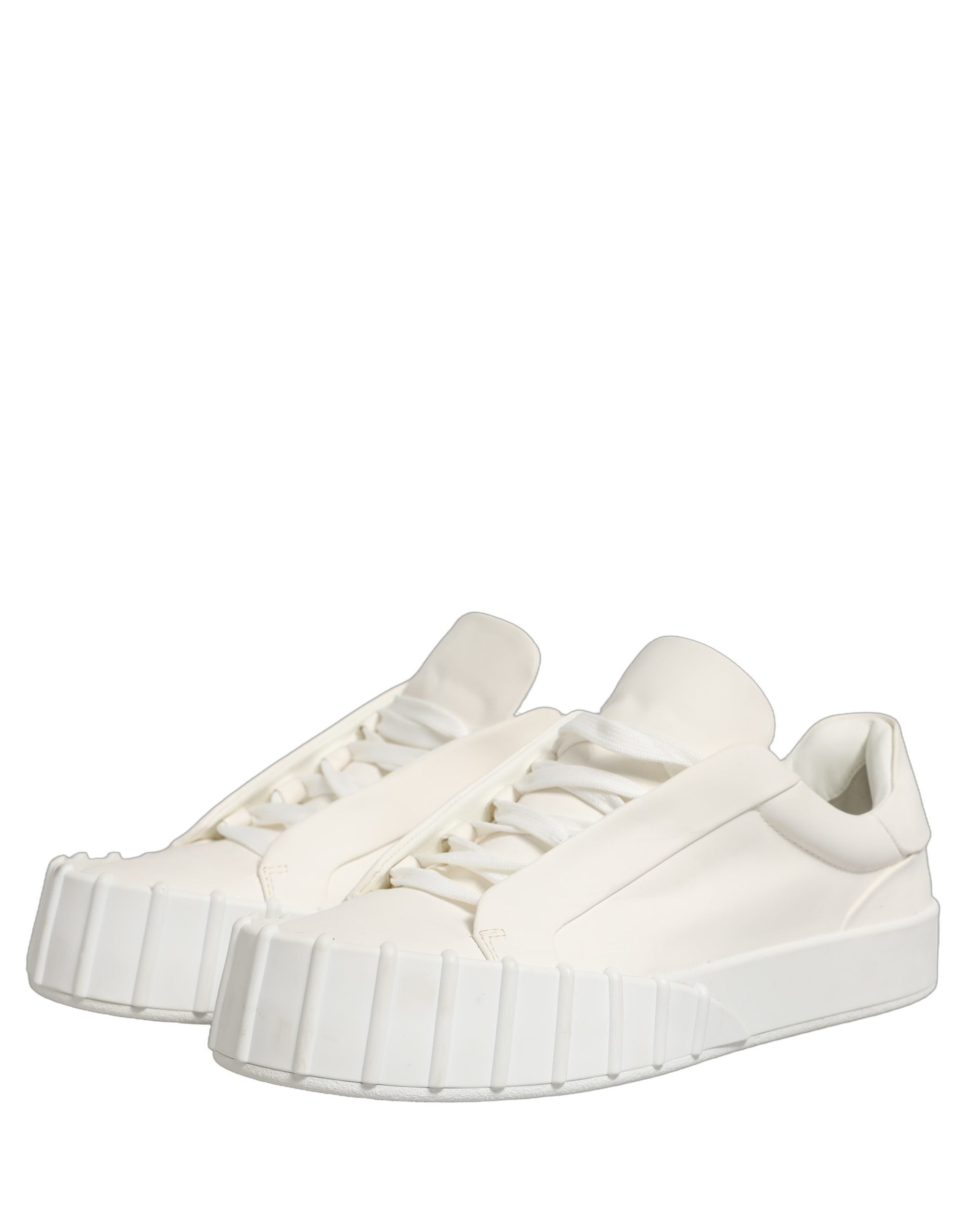 Dolce & Gabbana Weiße Leder Low Top Lace Up Sneakers Schuhe