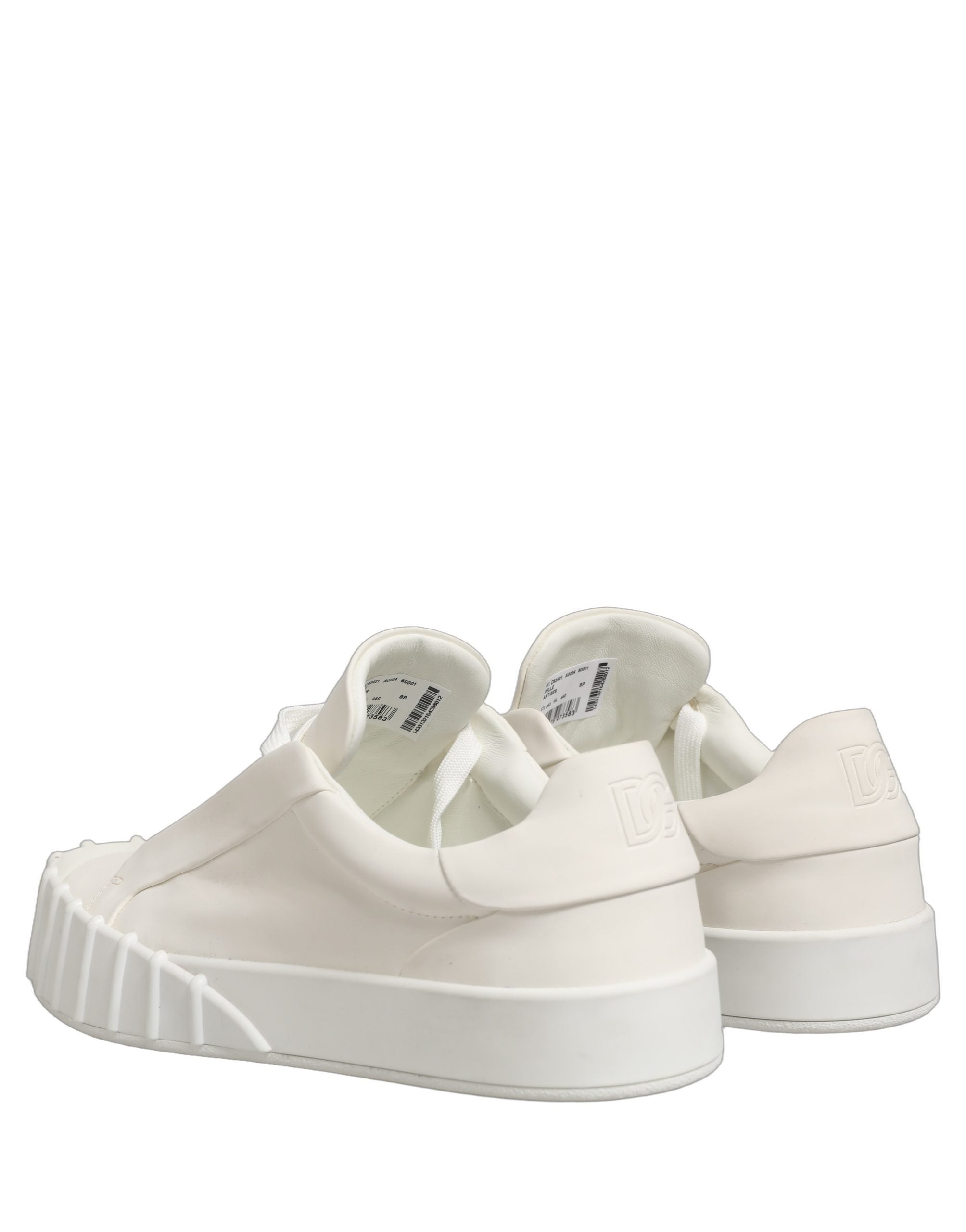 Dolce & Gabbana Weiße Leder Low Top Lace Up Sneakers Schuhe