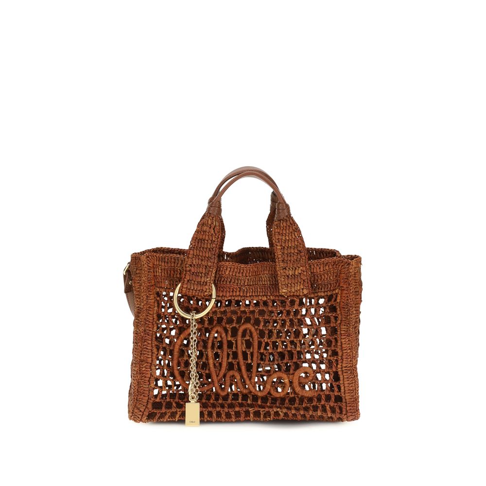 Chloé Braune Raffia-Umhängetasche