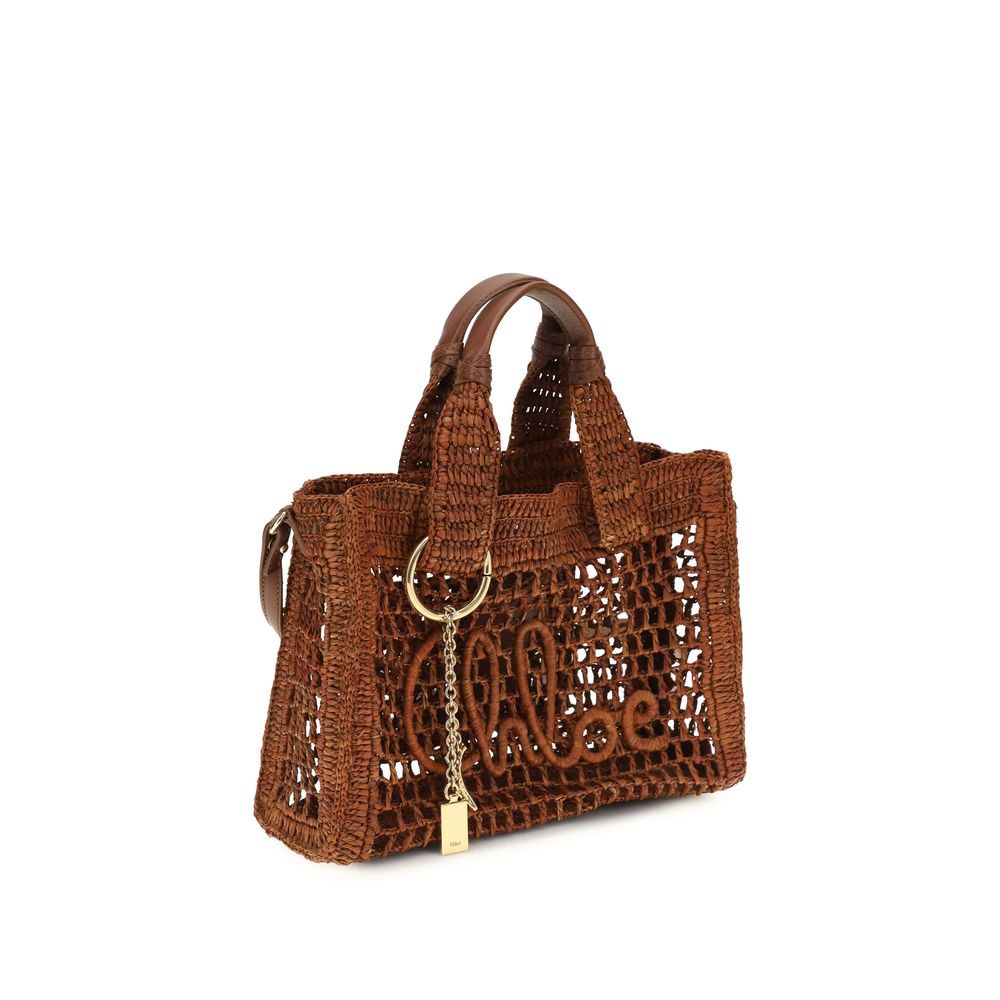 Chloé Braune Raffia-Umhängetasche