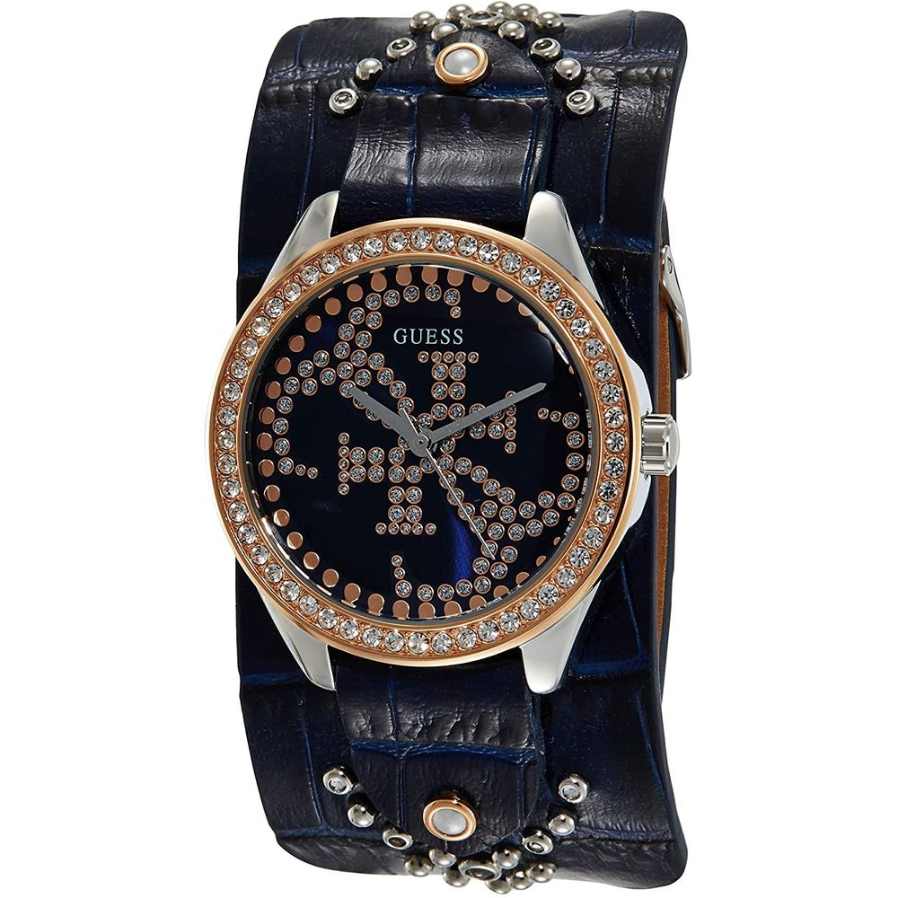Guess Blaue Leder Armbanduhr